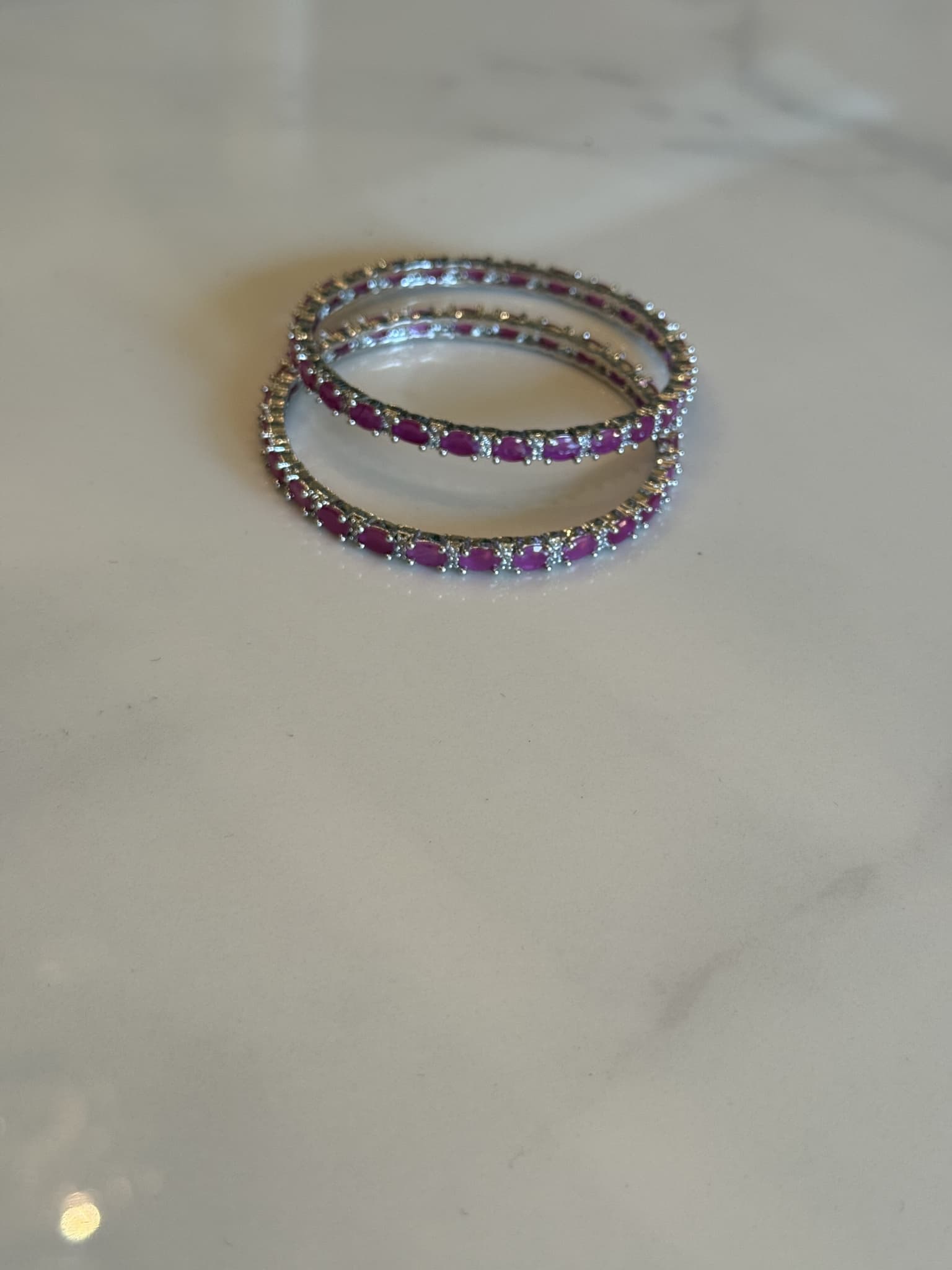 Ruby and Diamond Line Bangles