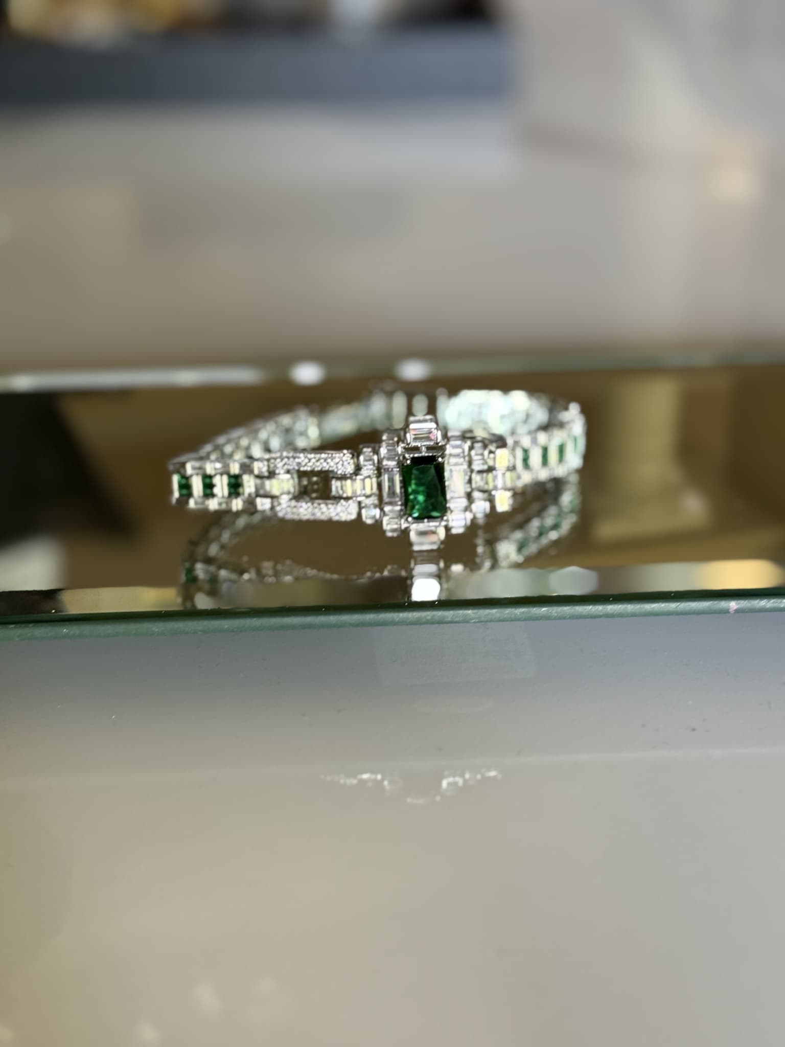 Emerald and Diamond Baguette Bracelet