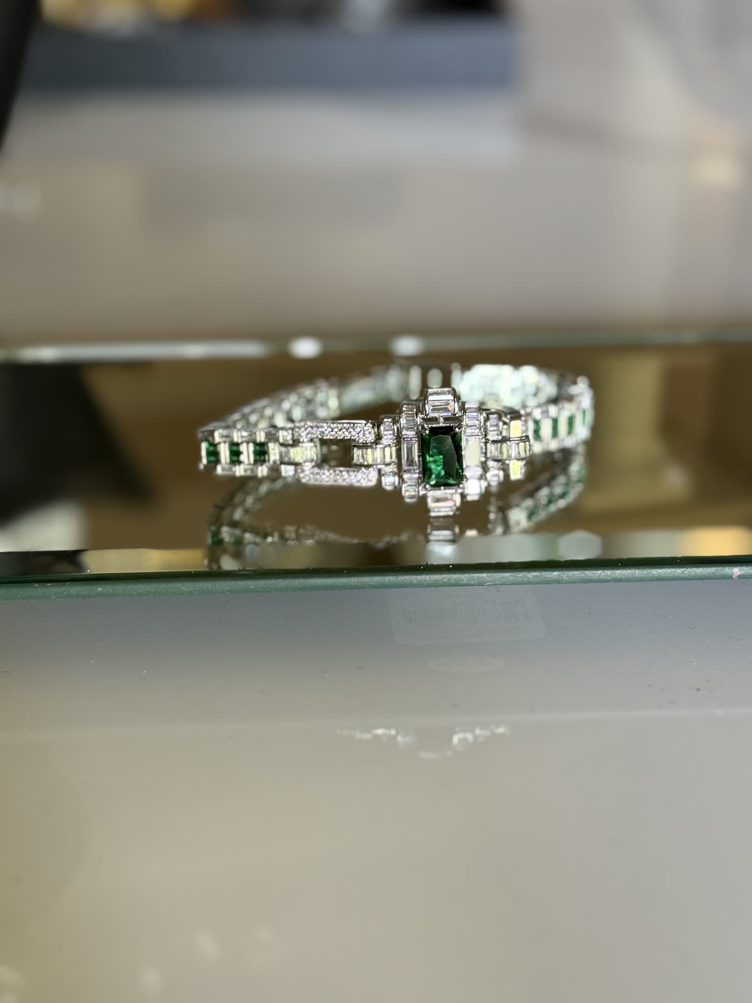 Emerald and Diamond Baguette Bracelet