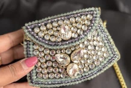 Silver Pearl Beaded Clutch