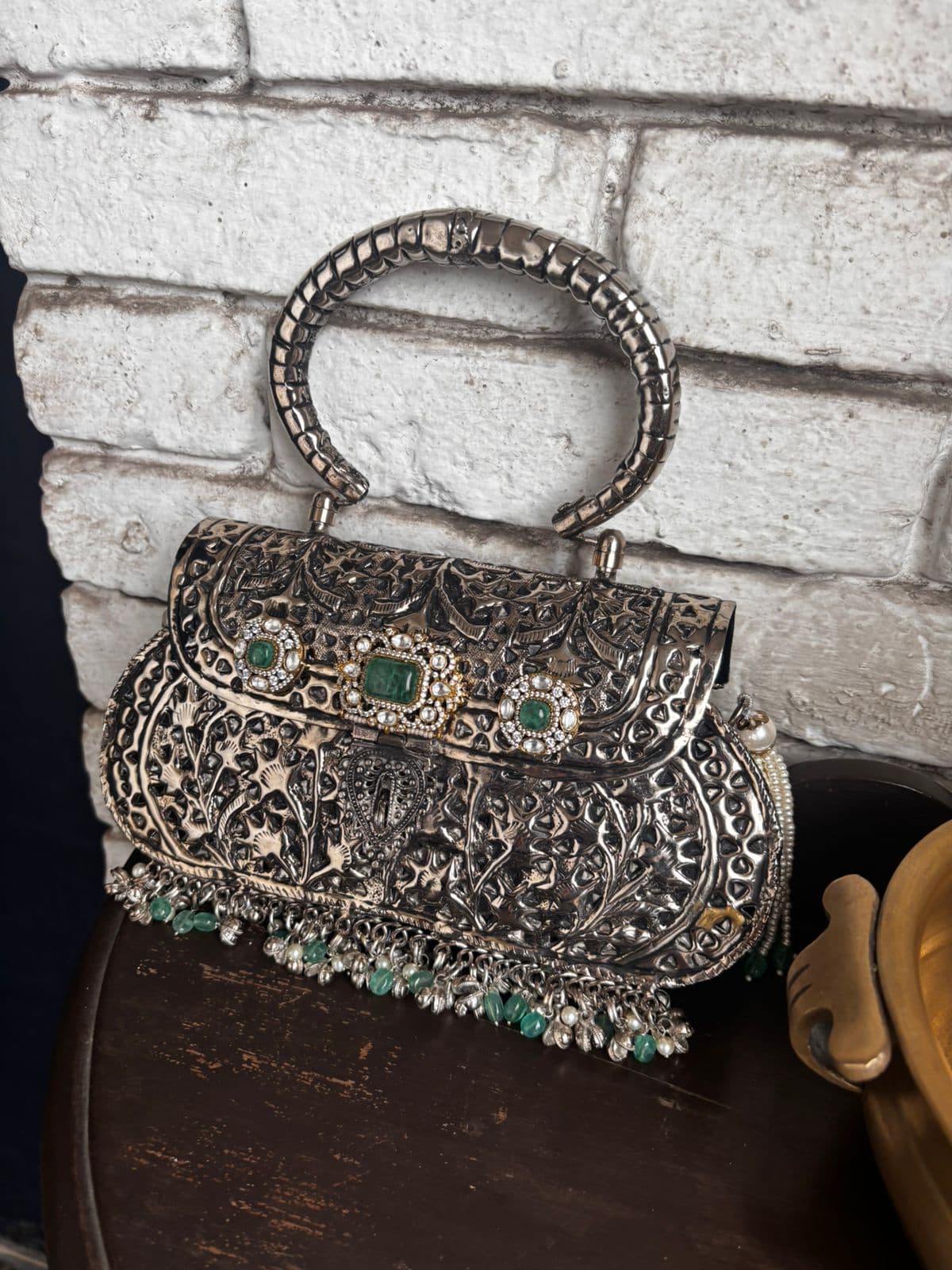 Silver Filigree Handle Clutch