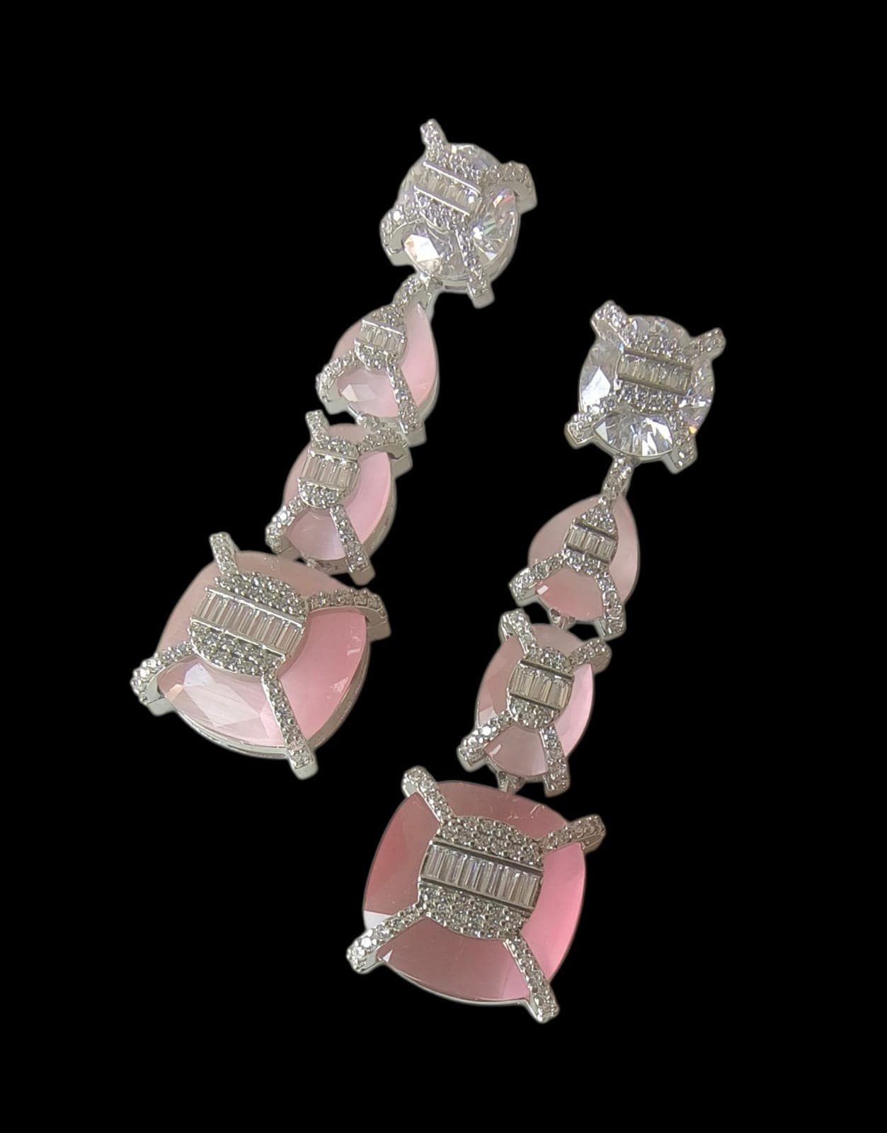 Pink Crystal Drop Earrings