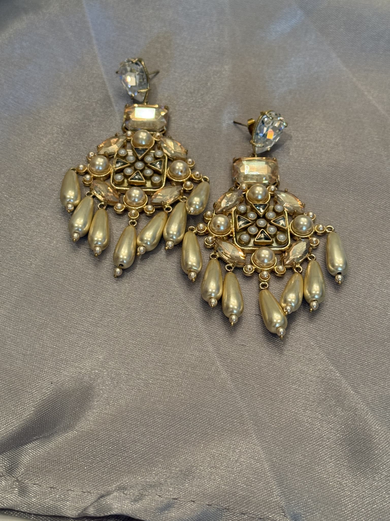 Pearl Temple Chandelier Earrings