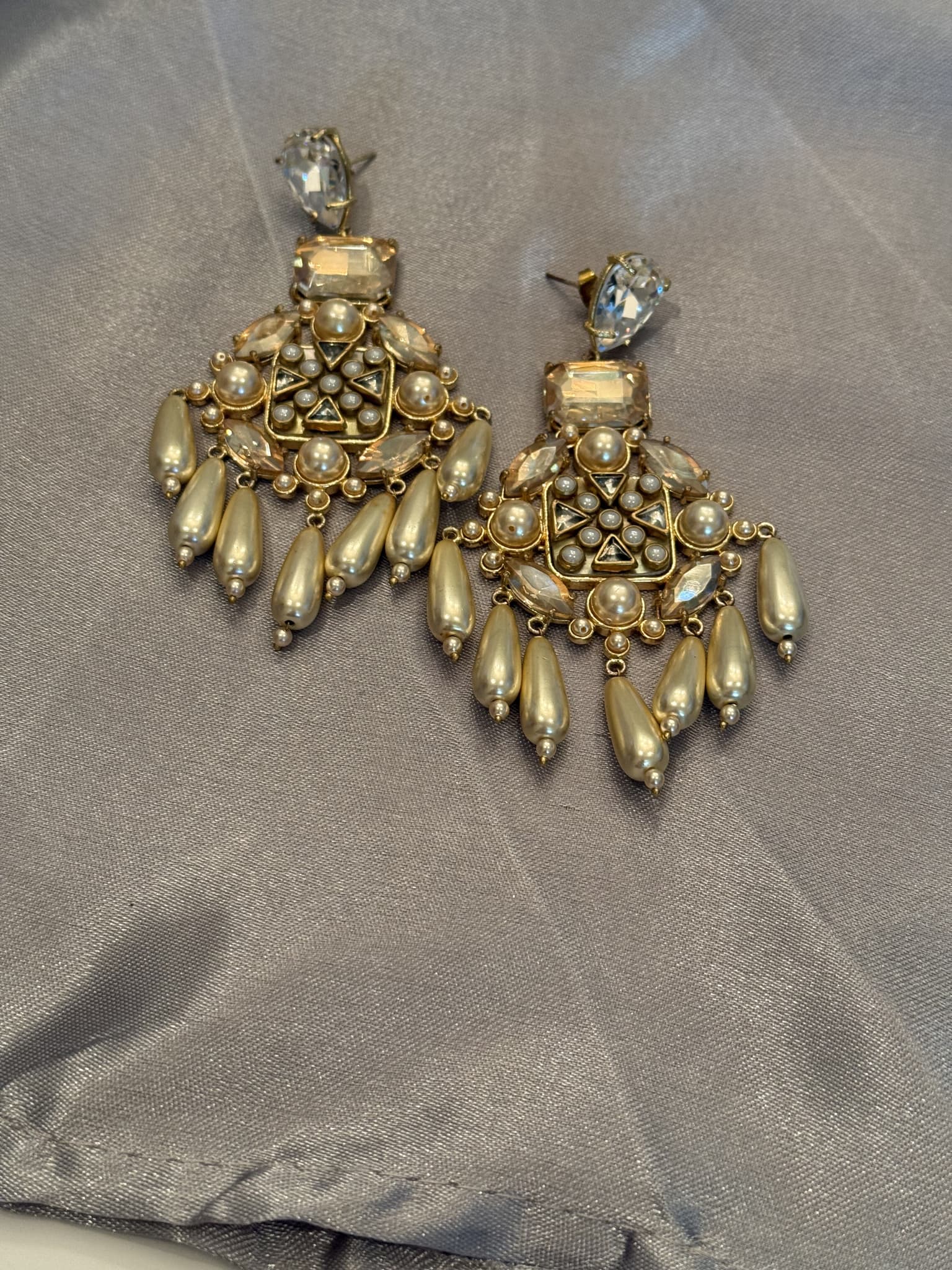 Pearl Cluster Chandelier Earrings