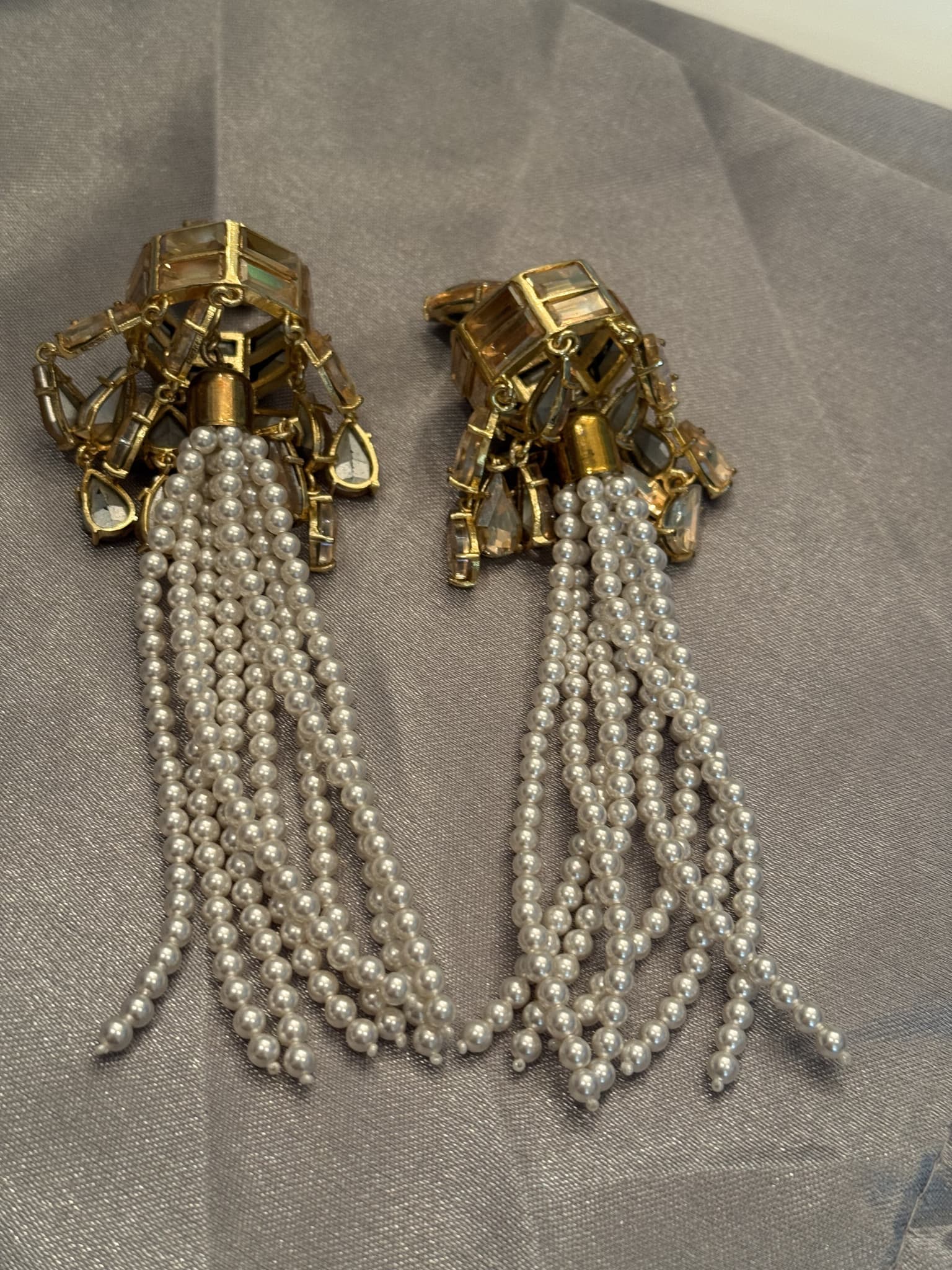 Pearl Tassel Shoulder Earrings