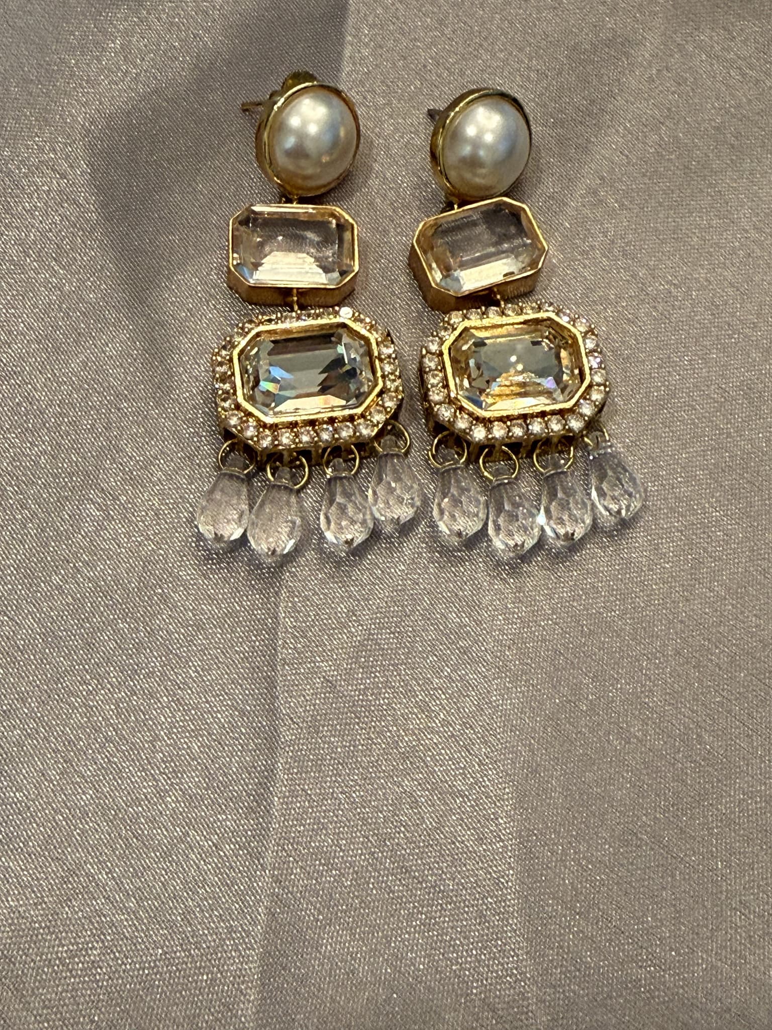 Mirror Pearl Chandelier Earrings
