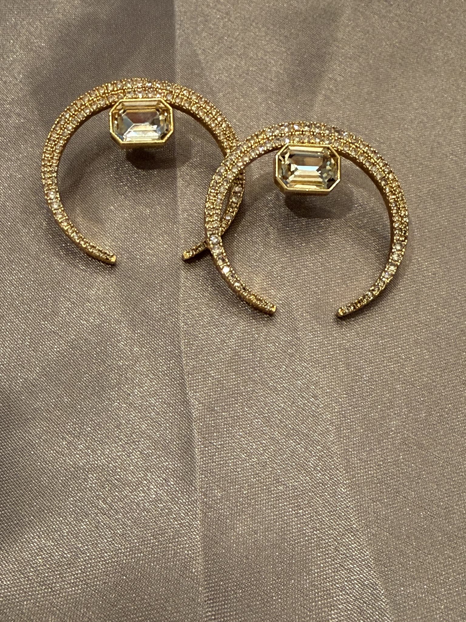 Gold Crescent Hoop Earrings