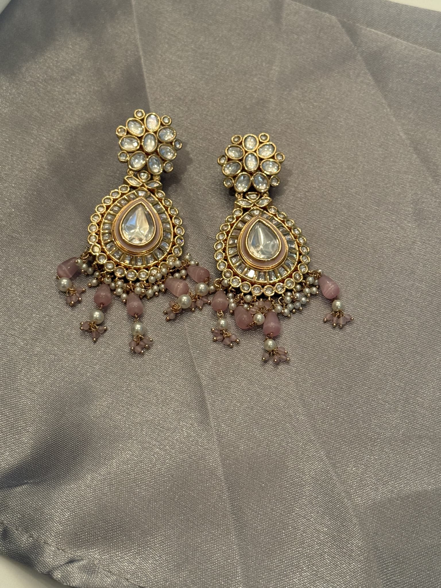 Kundan Pearled Drop Earrings