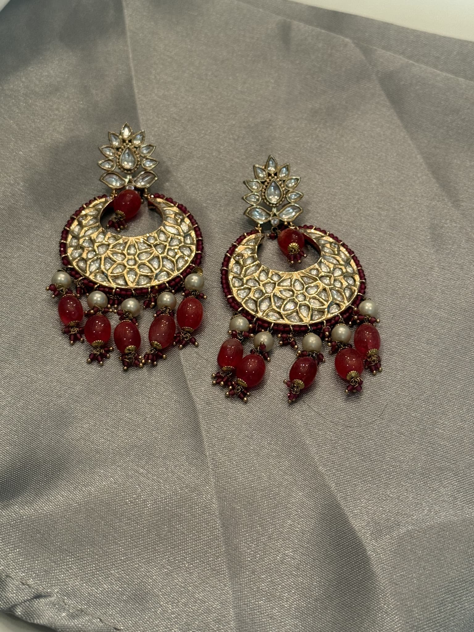 Ruby Crescent Chandbali Earrings