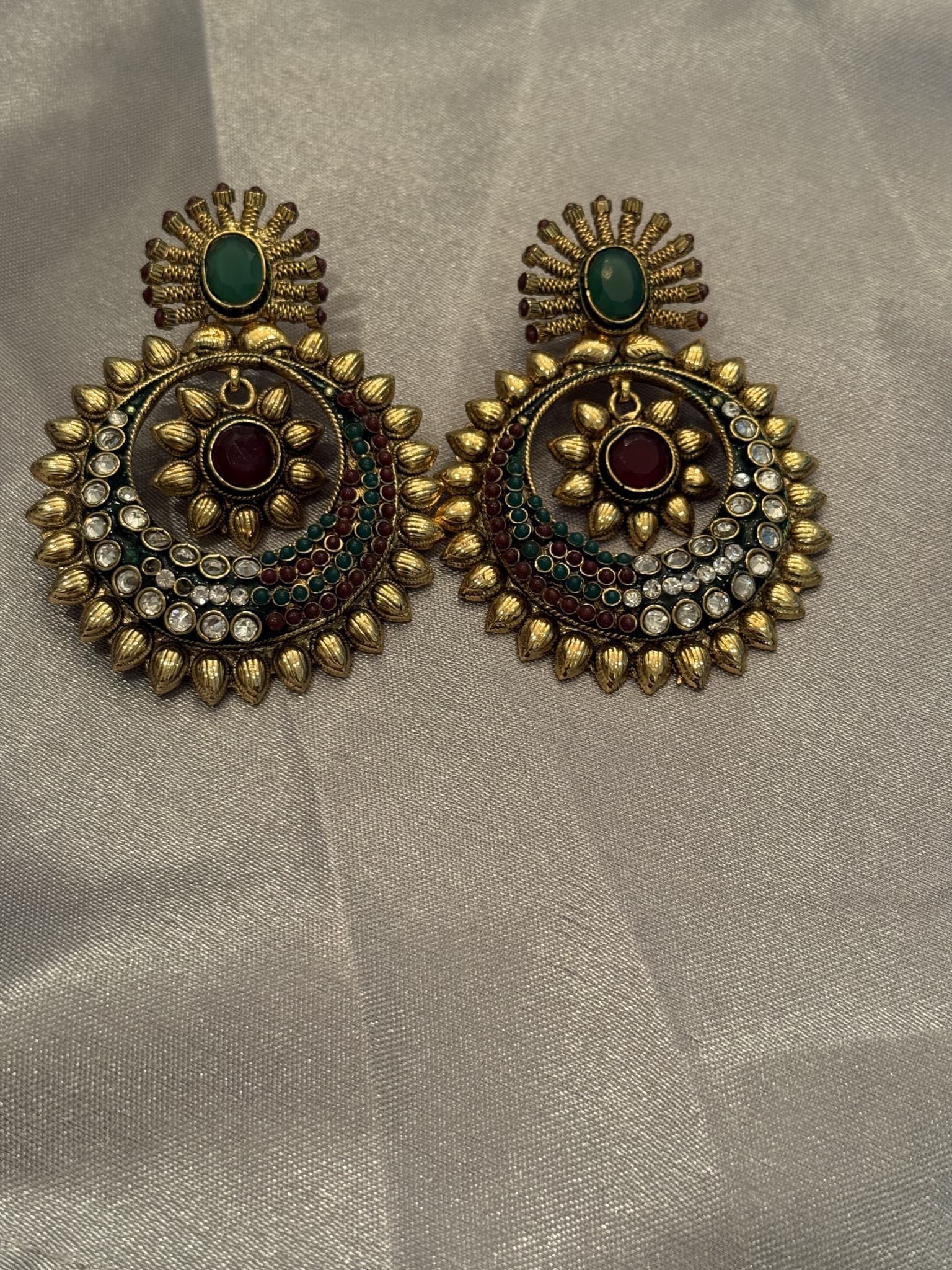 Kundan Multi-Stone Pearled Dangle Earrings