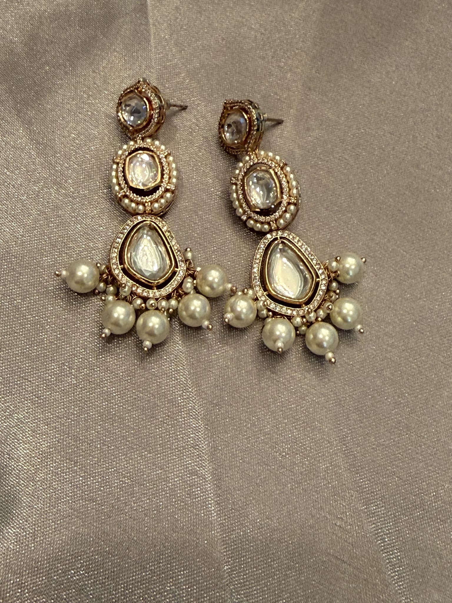 Pearl Drop Polki Earrings