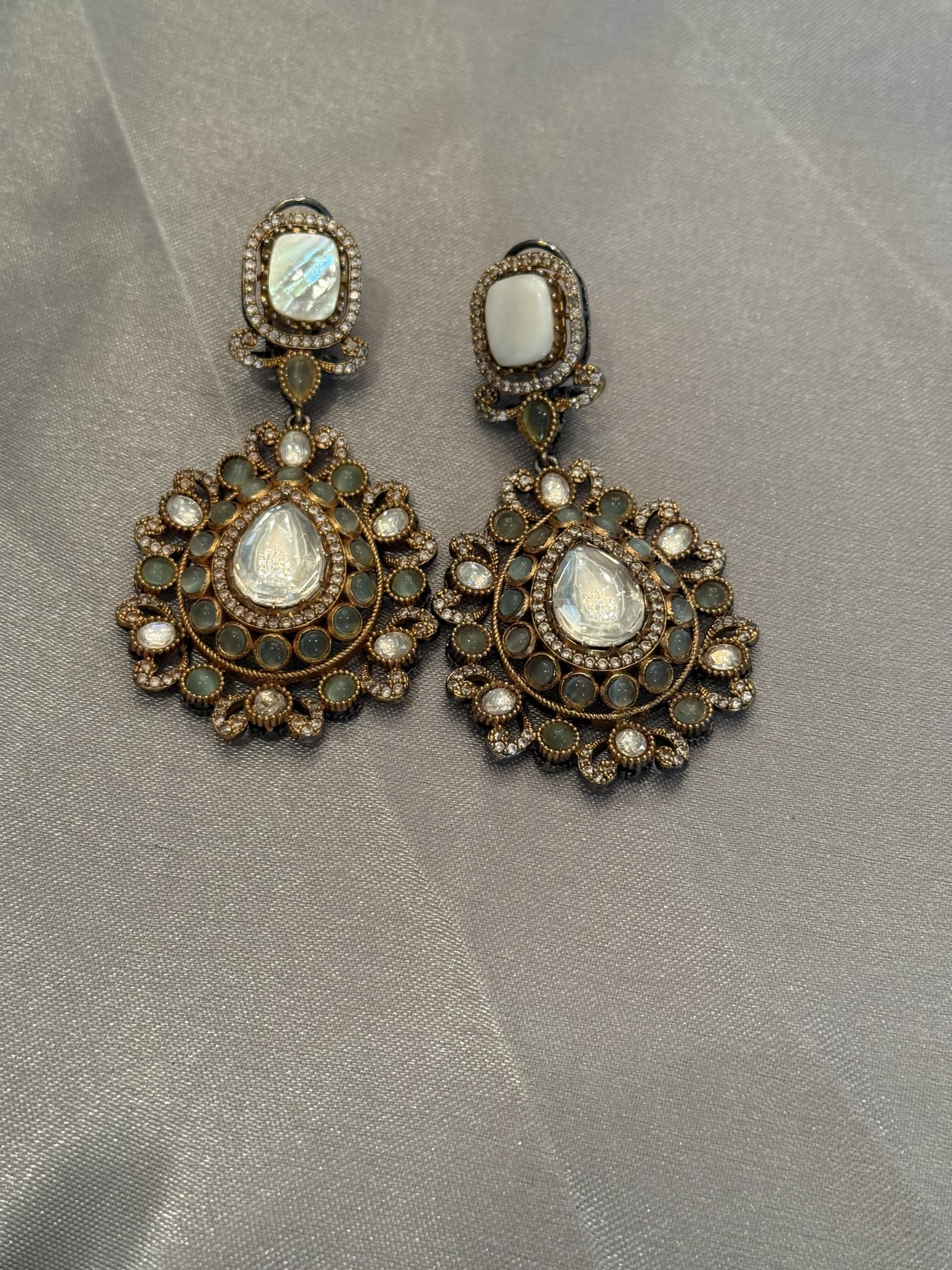 Moonstone Pearl Halo Drop Earrings