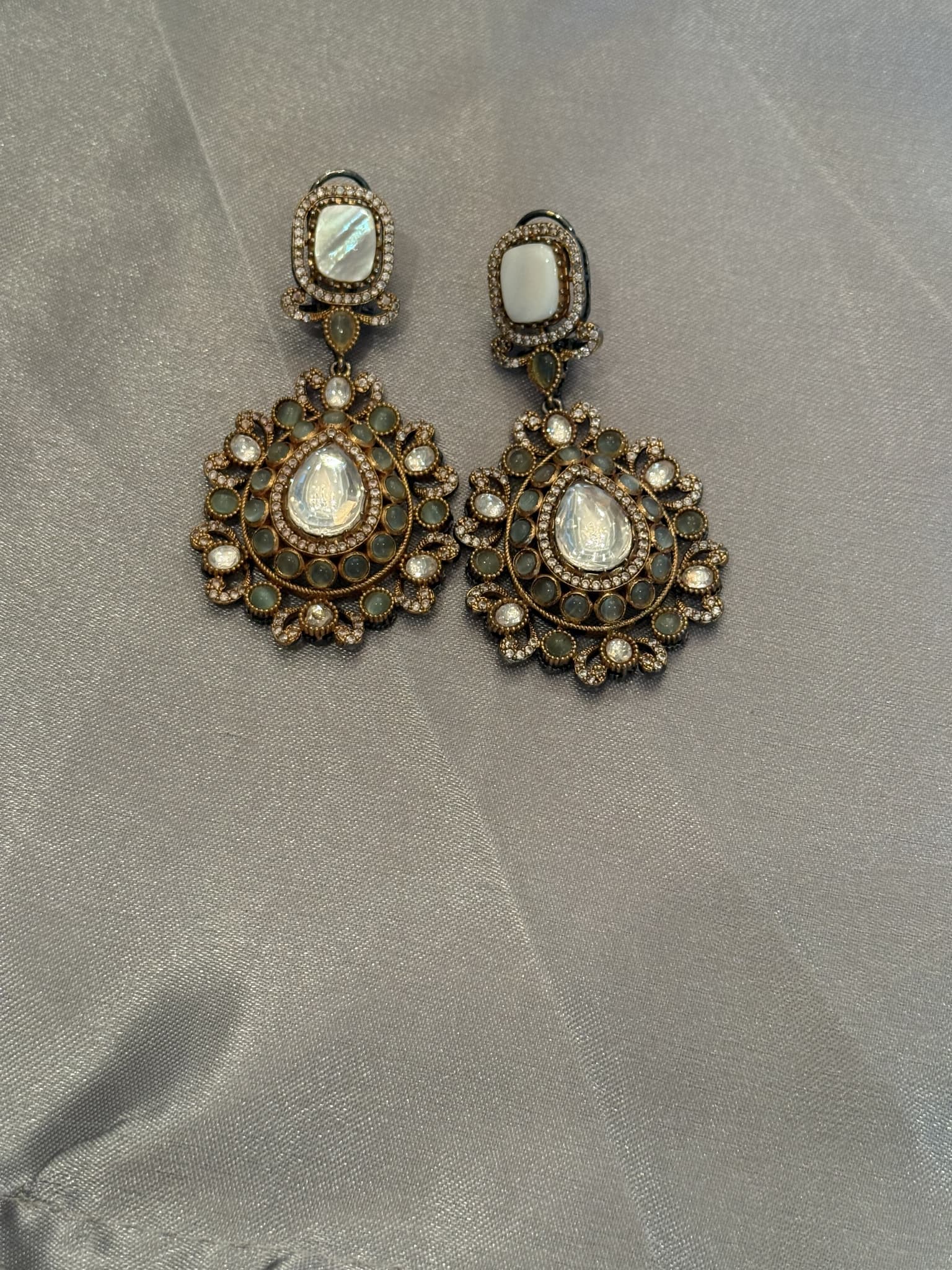 Moonstone Pearl Halo Drop Earrings