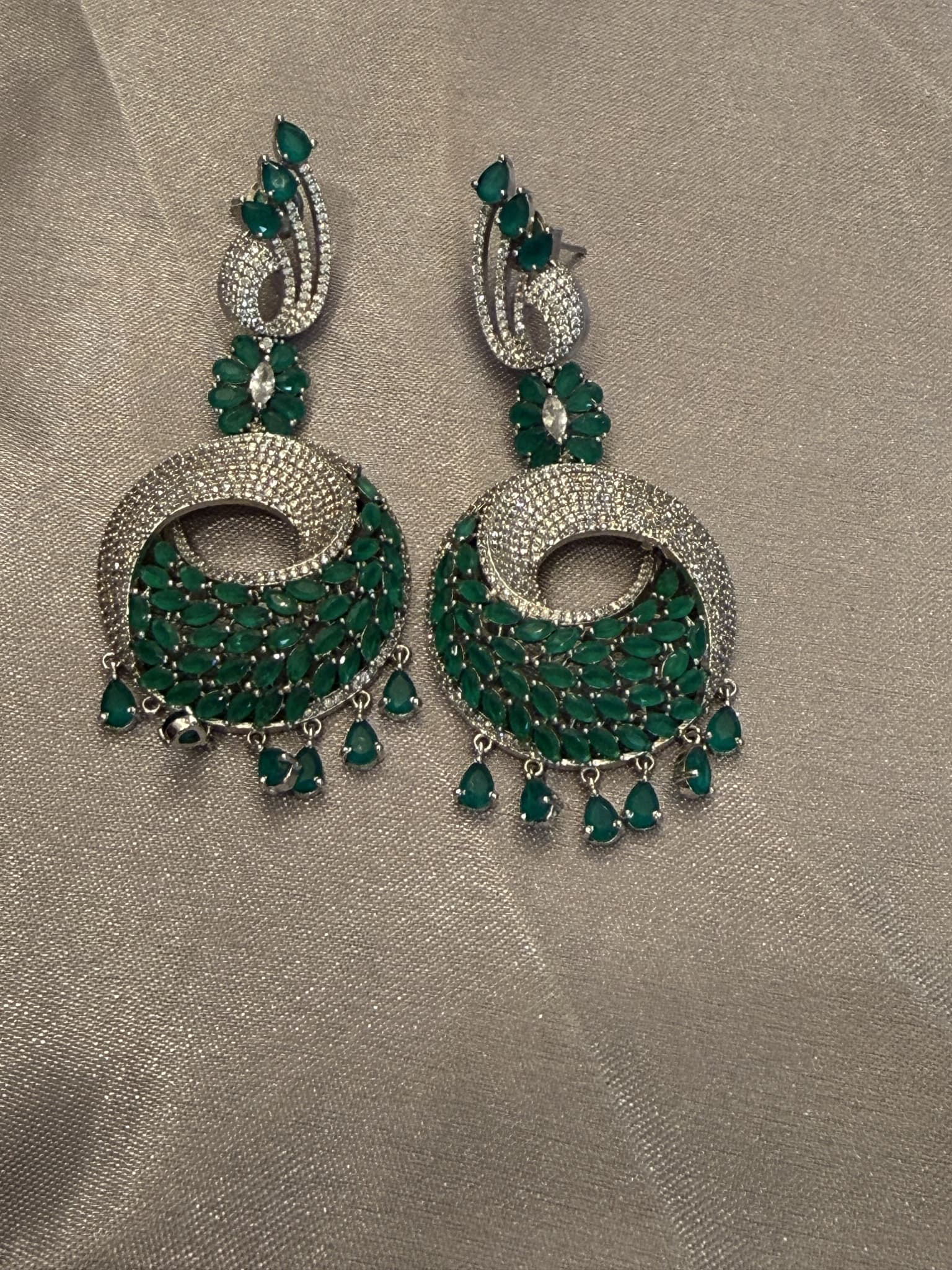 Emerald Spiral Drop Earrings