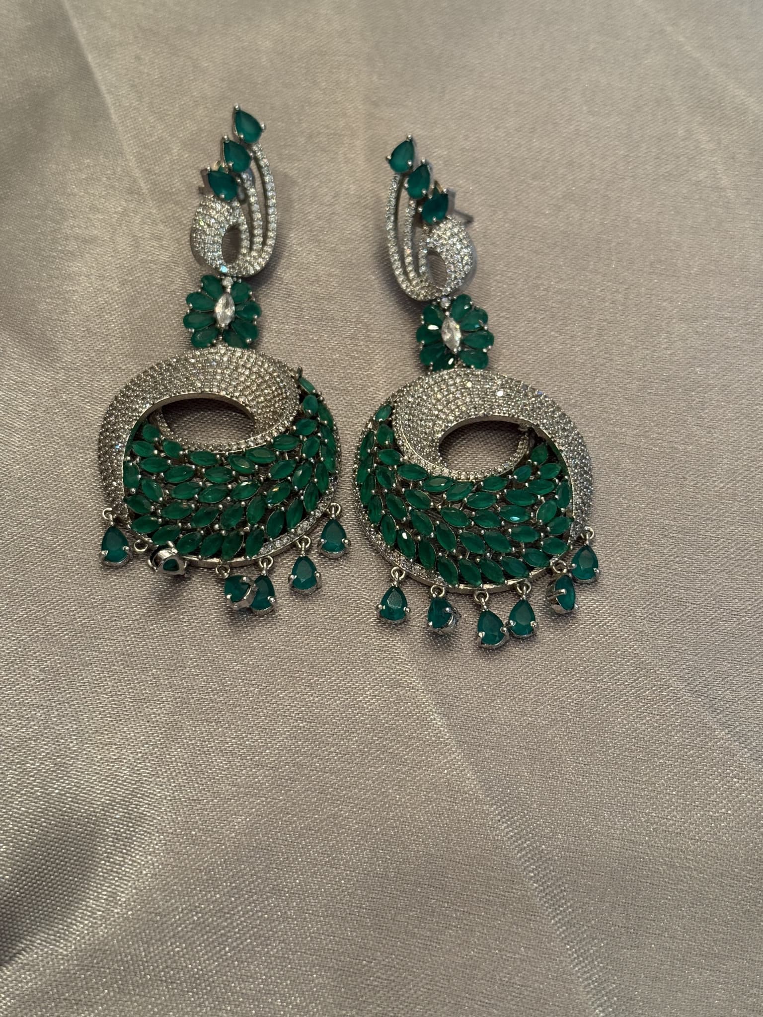 Emerald Spiral Drop Earrings