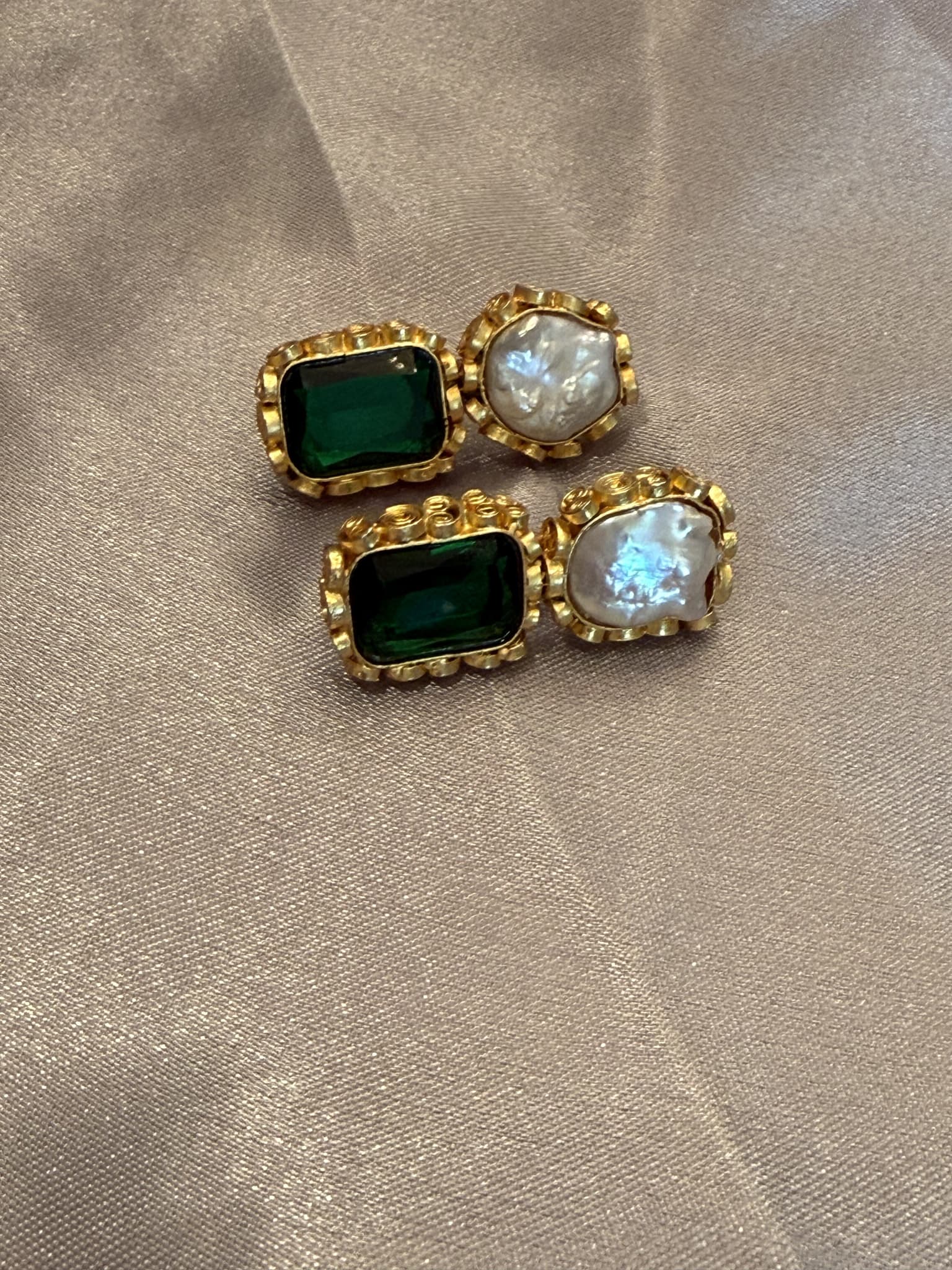 Emerald Floral Drop Earrings