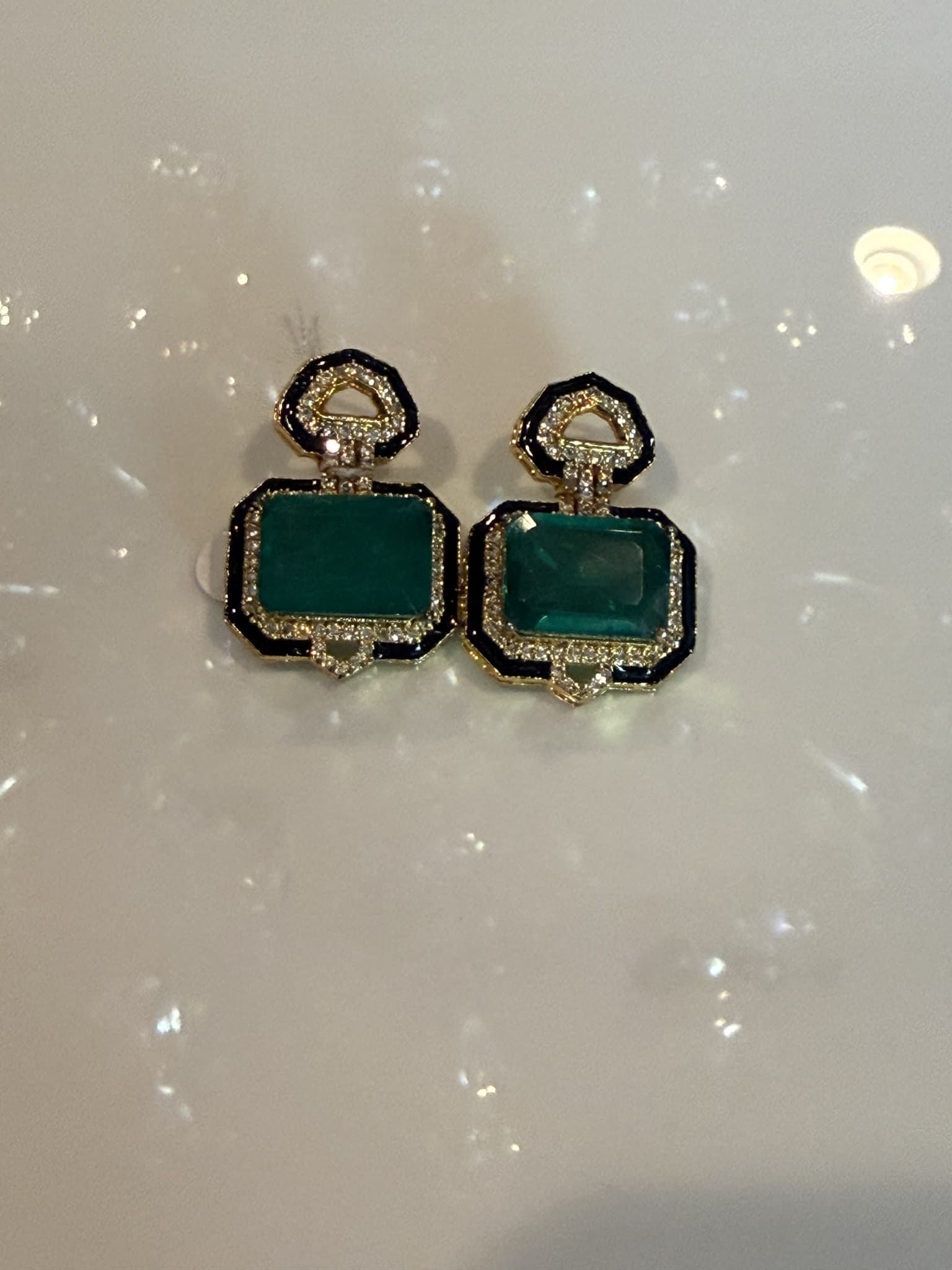 Emerald Pearl Cluster Stud Earrings