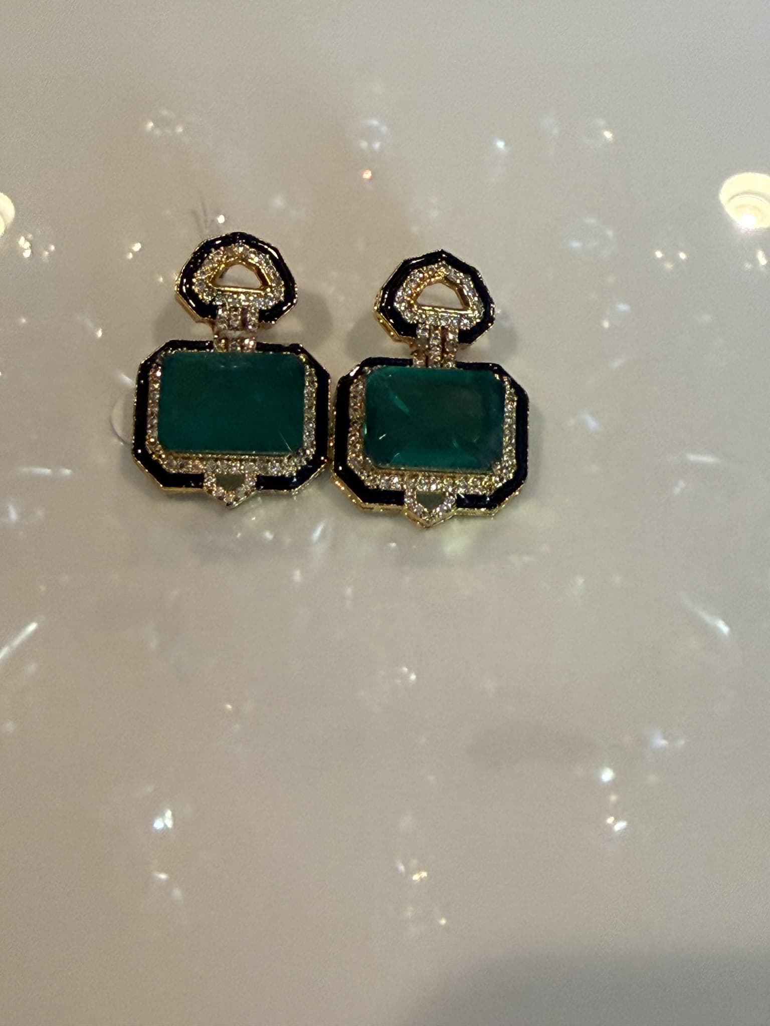Emerald and Diamond Halo Stud Earrings