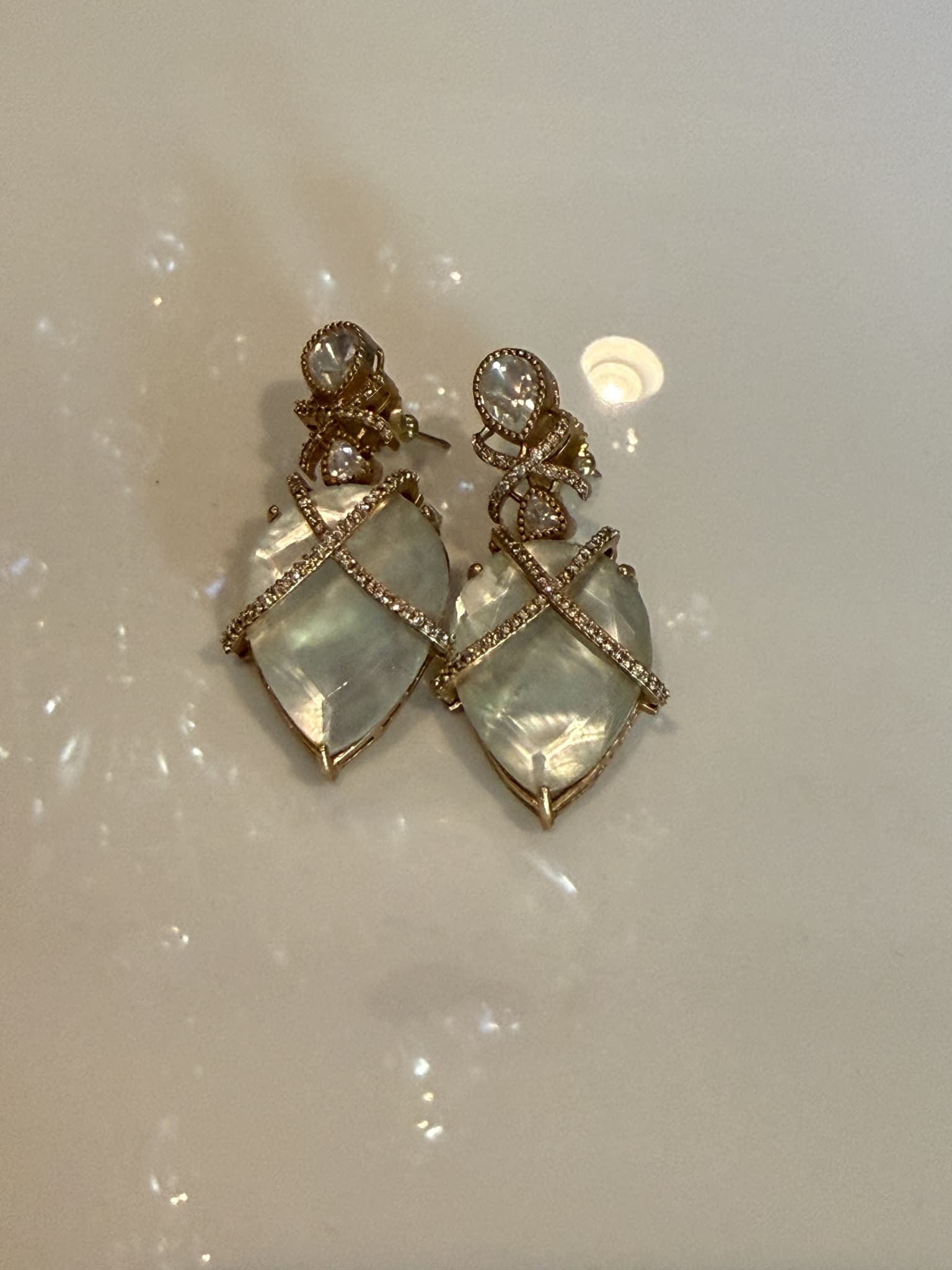 Moonstone Crisscross Drop Earrings