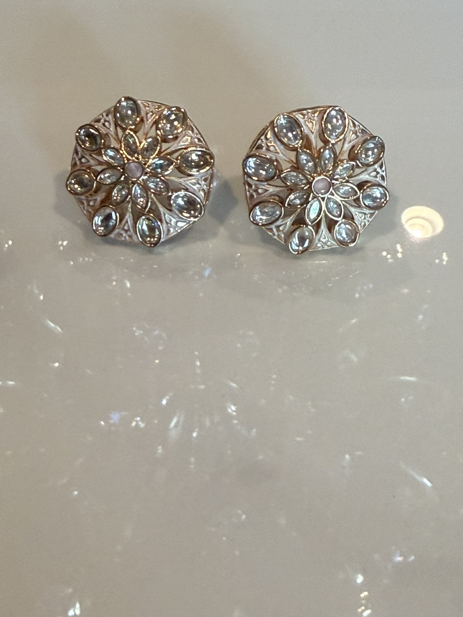 Moonstone Cluster Stud Earrings