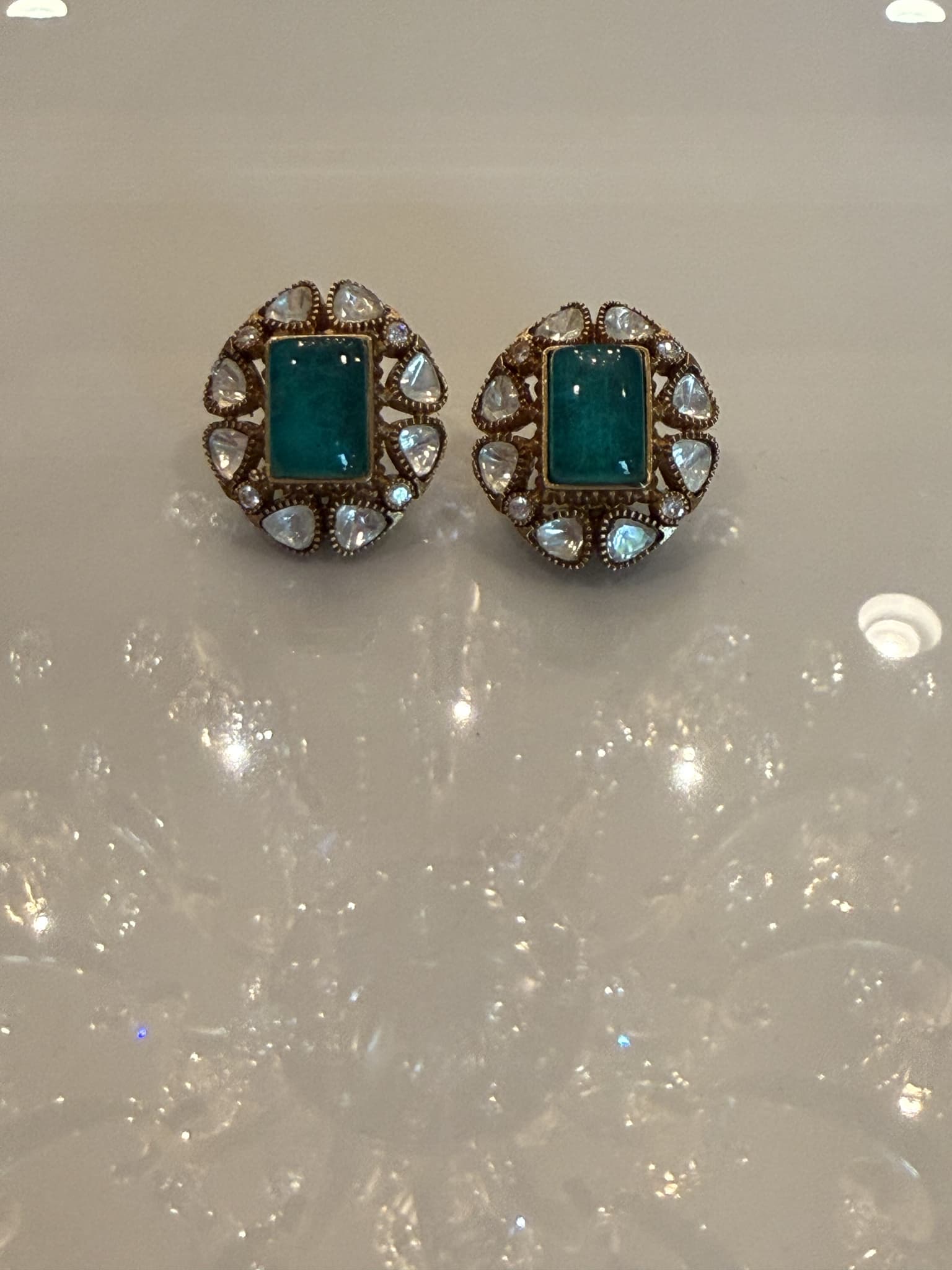 Emerald and Diamond Halo Stud Earrings