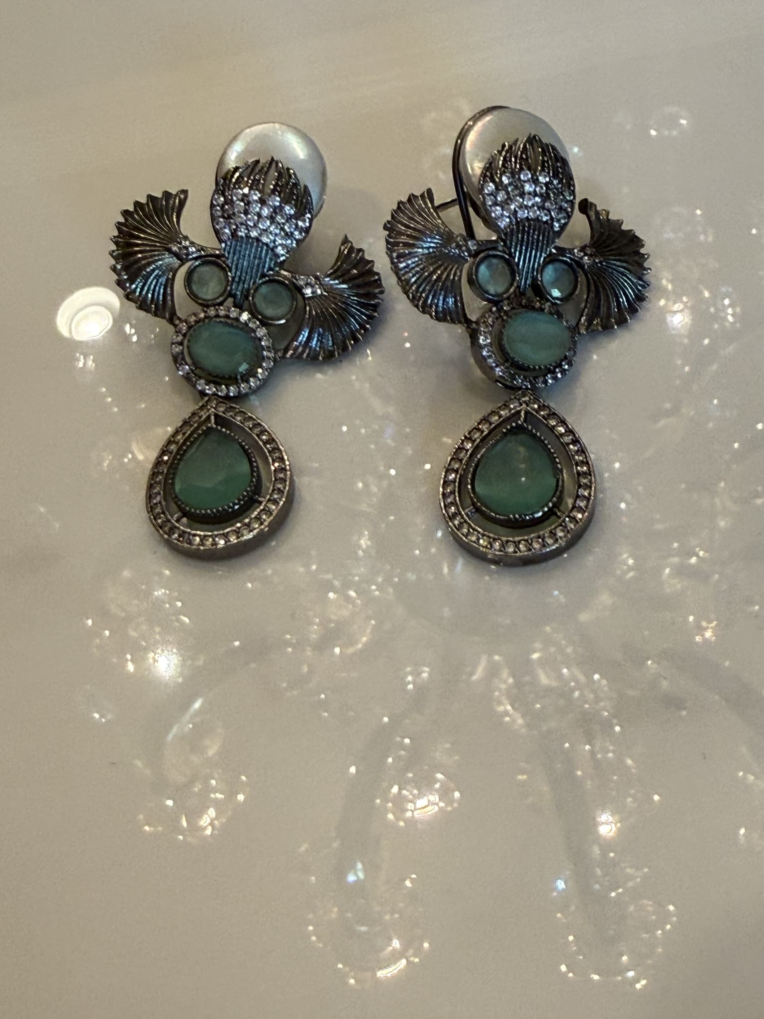 Floral Mint Drop Earrings