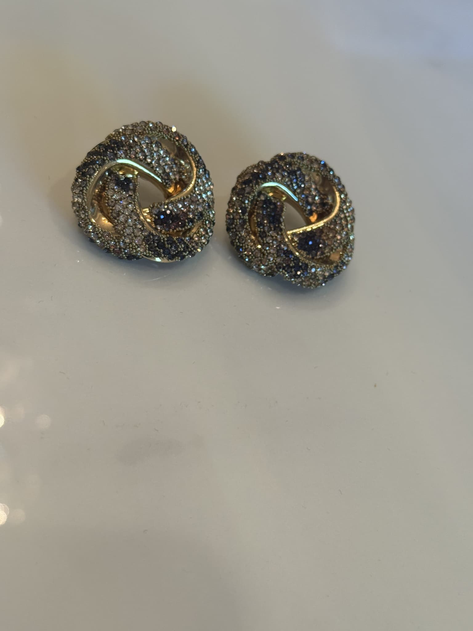 Black and White Pavé Knot Stud Earrings