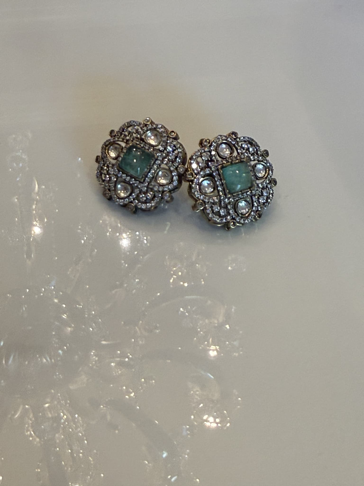 Champagne Pavé Oval Stud Earrings