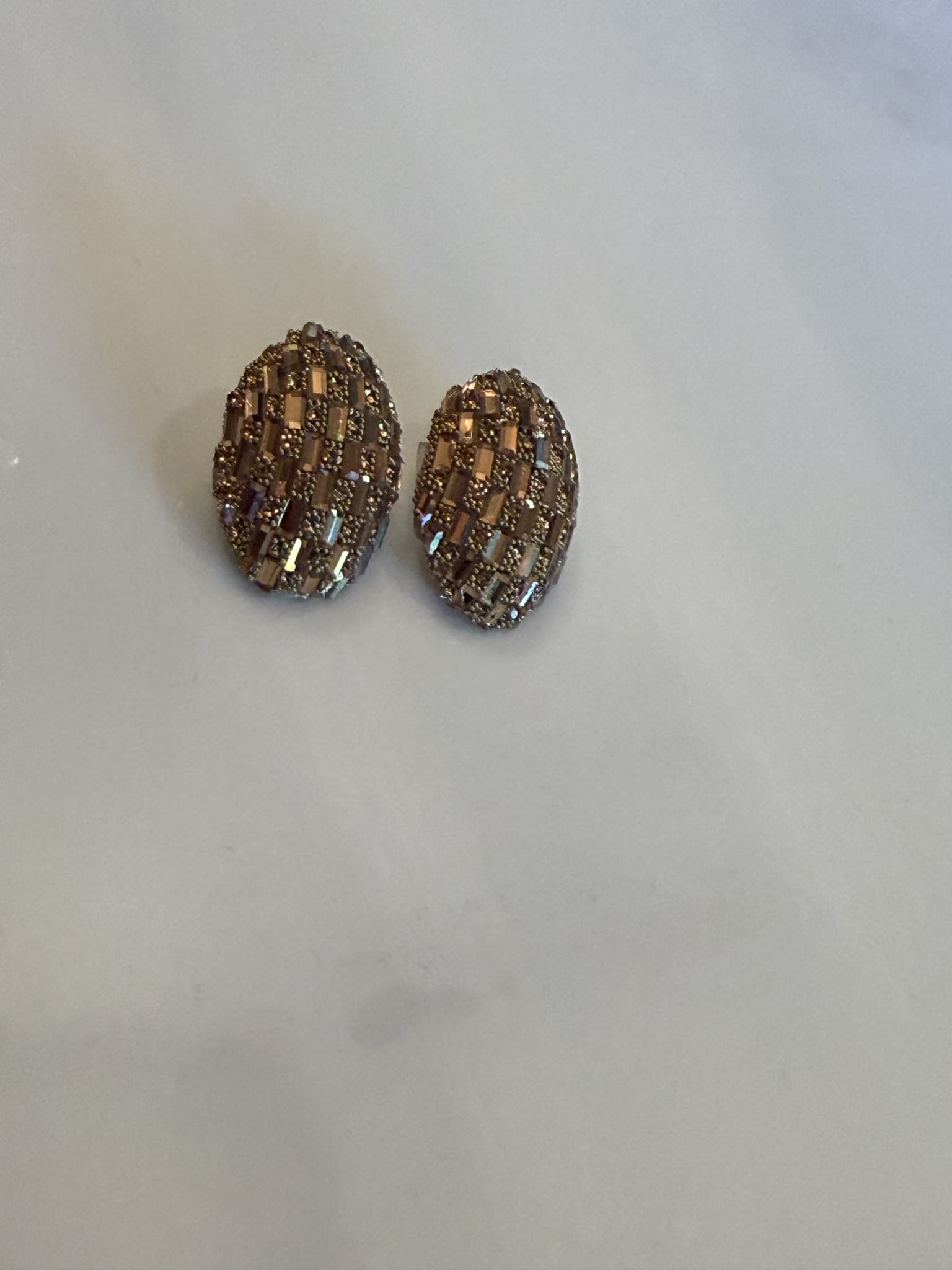 Black Crystal Oval Stud Earrings