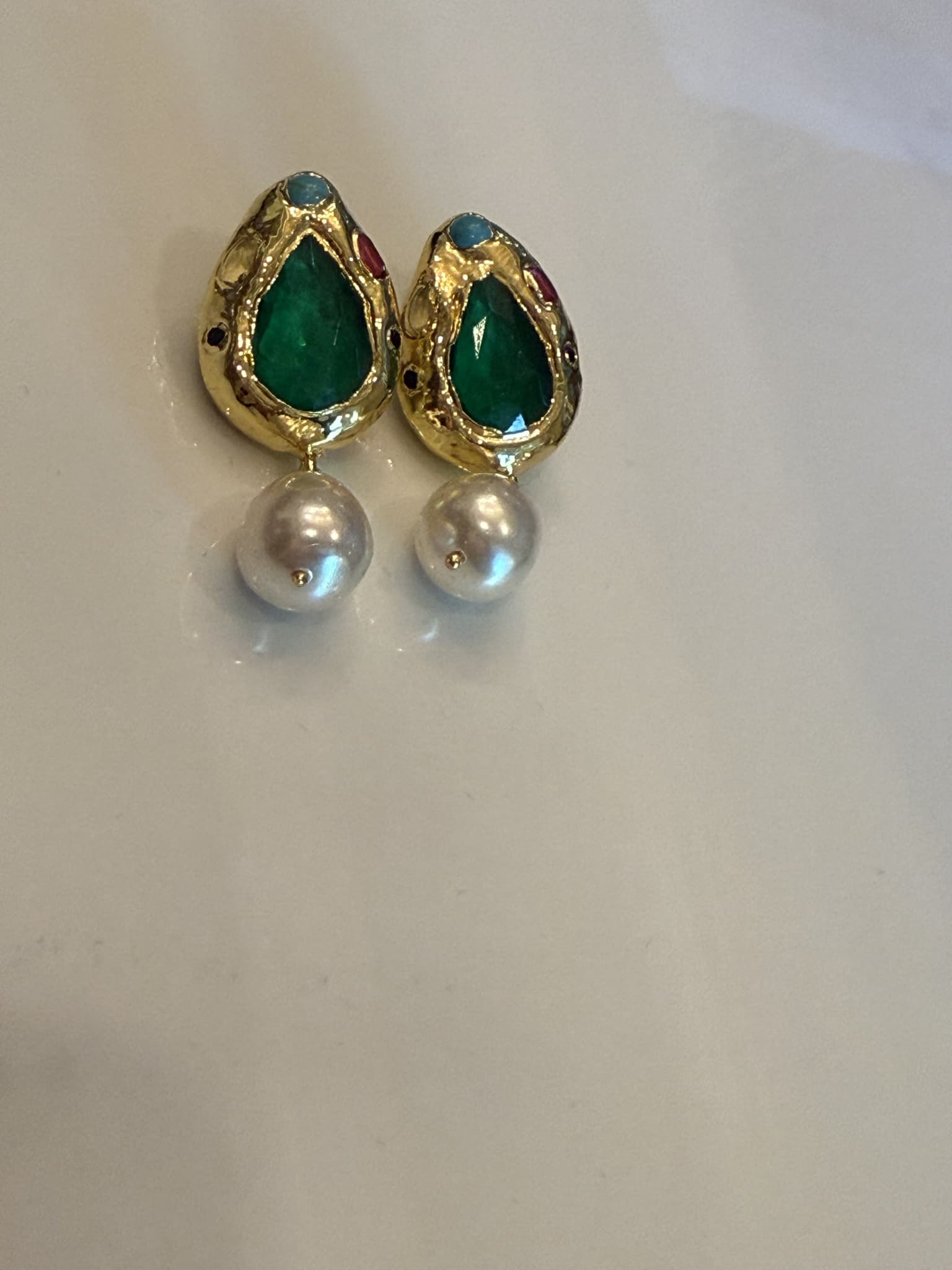 Gold Pearl Teardrop Earrings