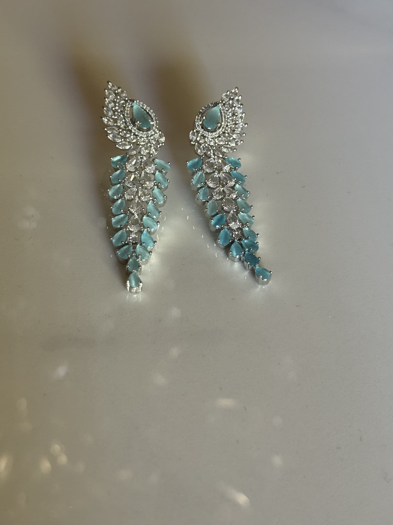 Aquamarine and Diamond Cascade Earrings