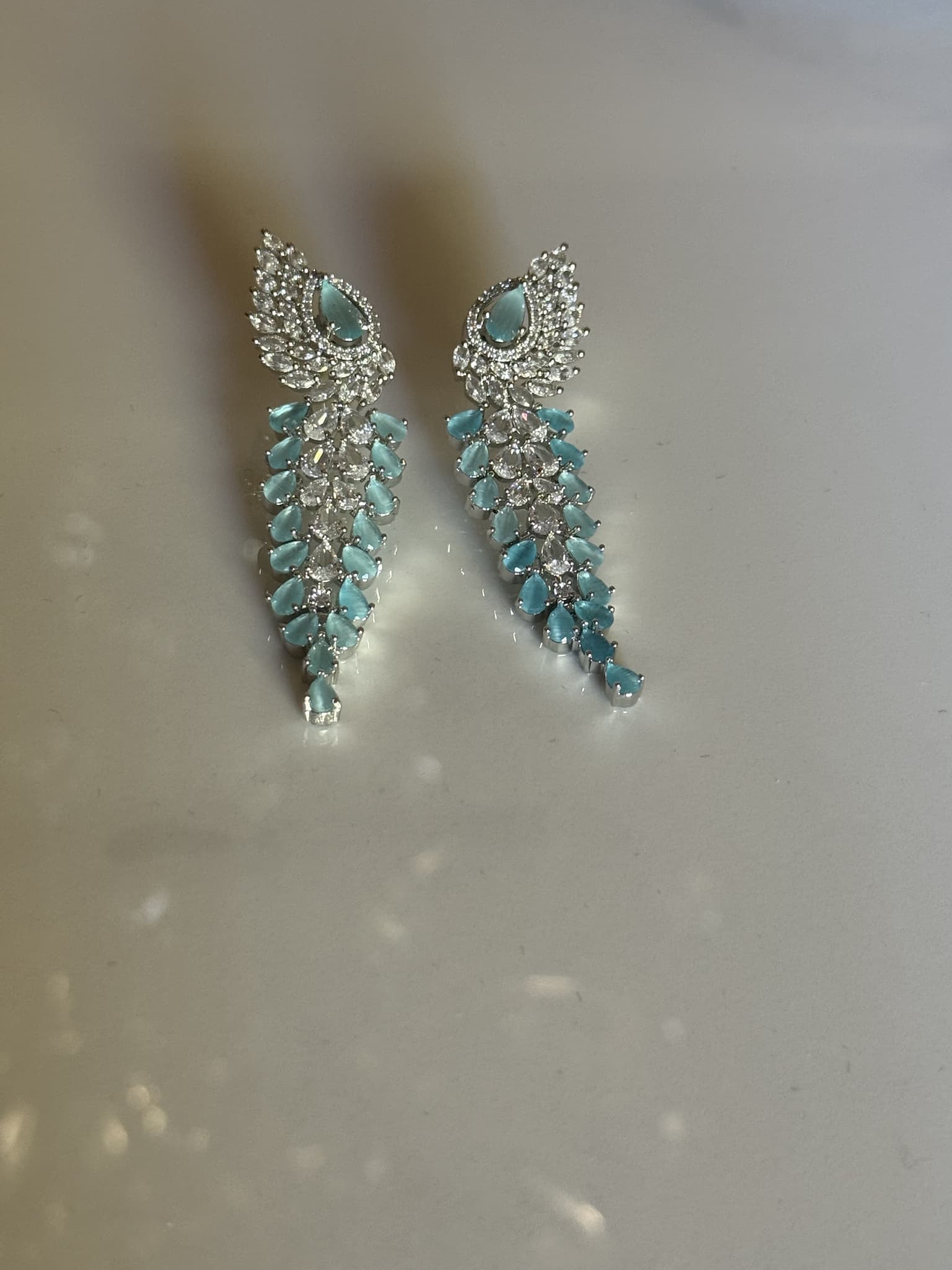Aquamarine and Diamond Cascade Earrings