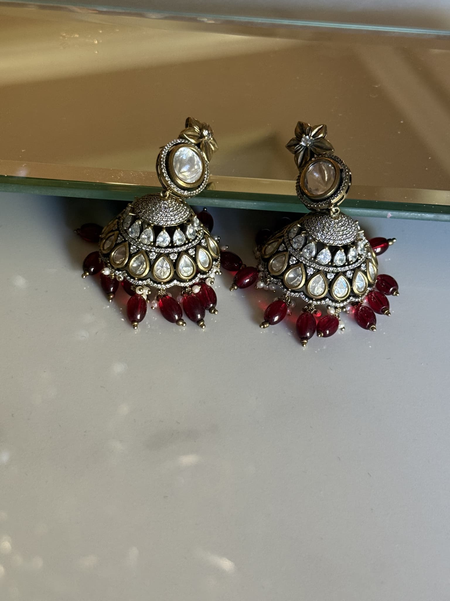 Ruby and Kundan Chandelier Earrings