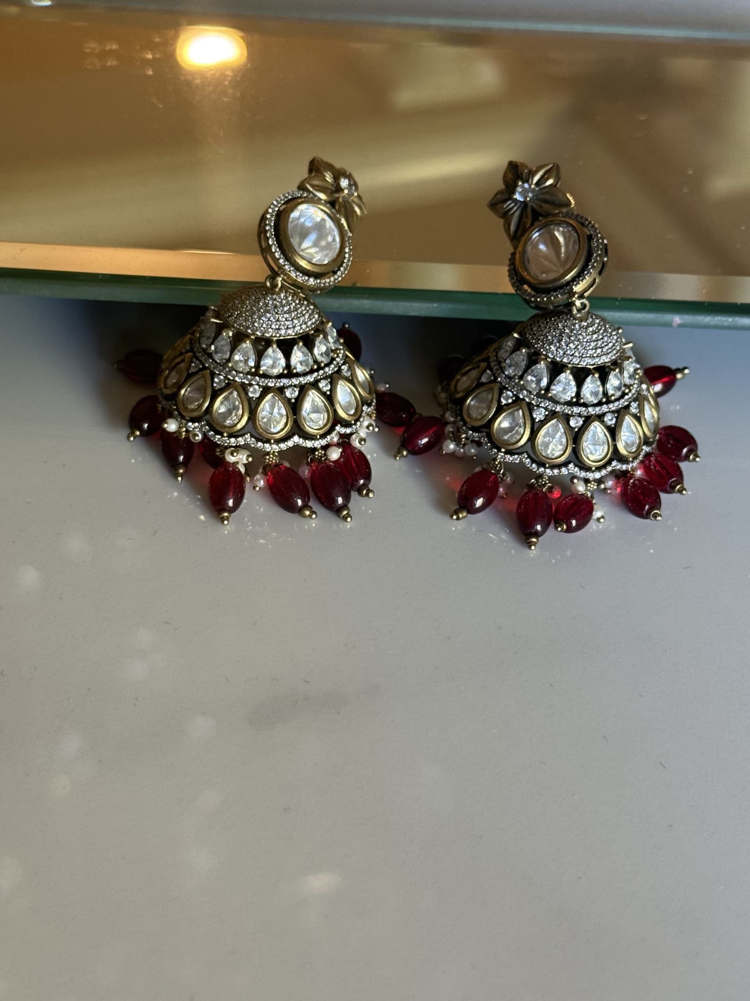 Ruby and Kundan Chandelier Earrings