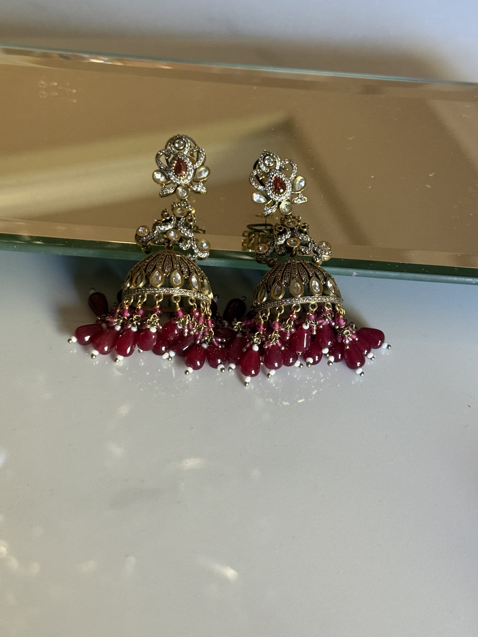 Ruby Drop Jhumka Earrings
