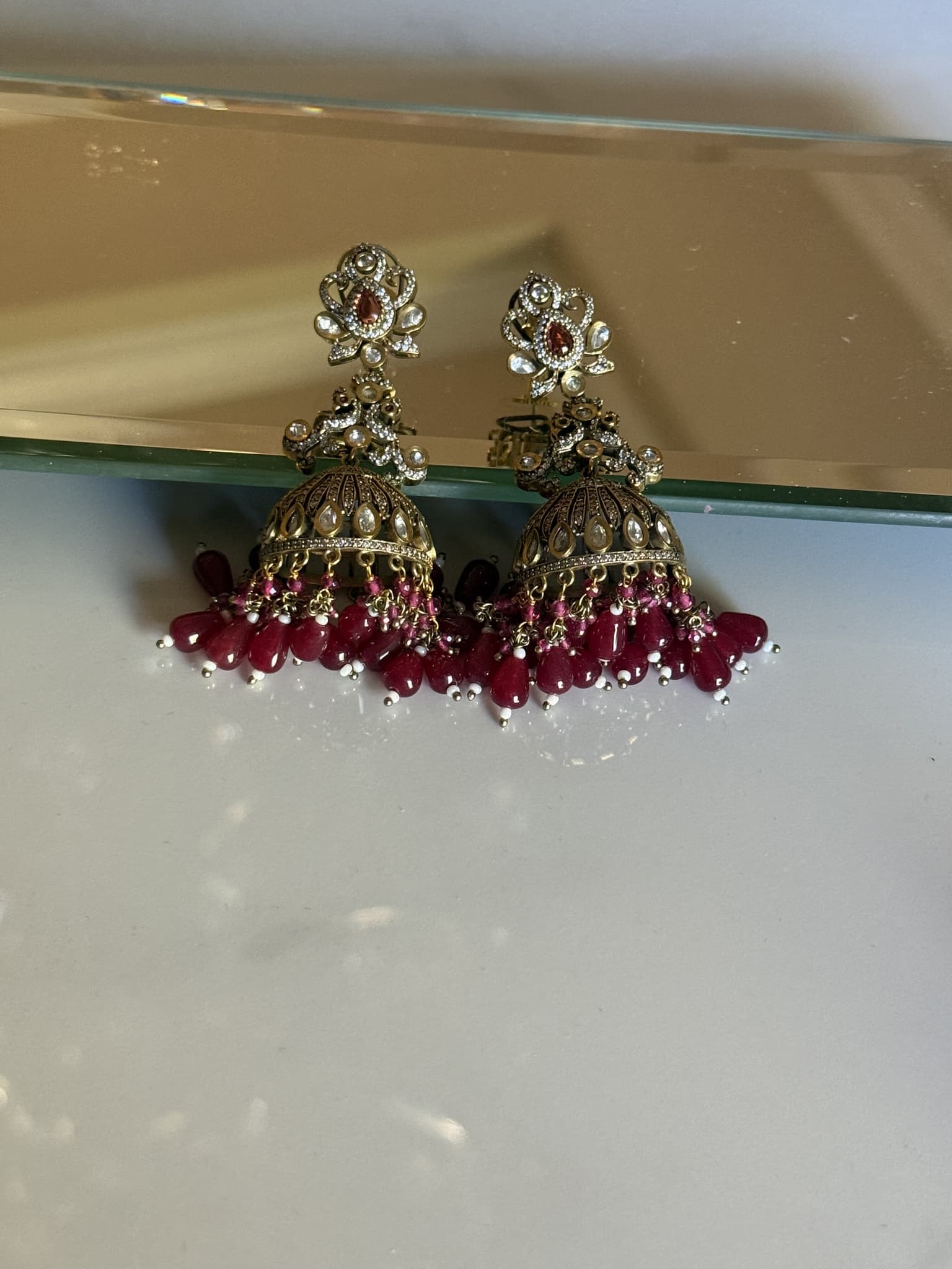 Ruby Drop Jhumka Earrings