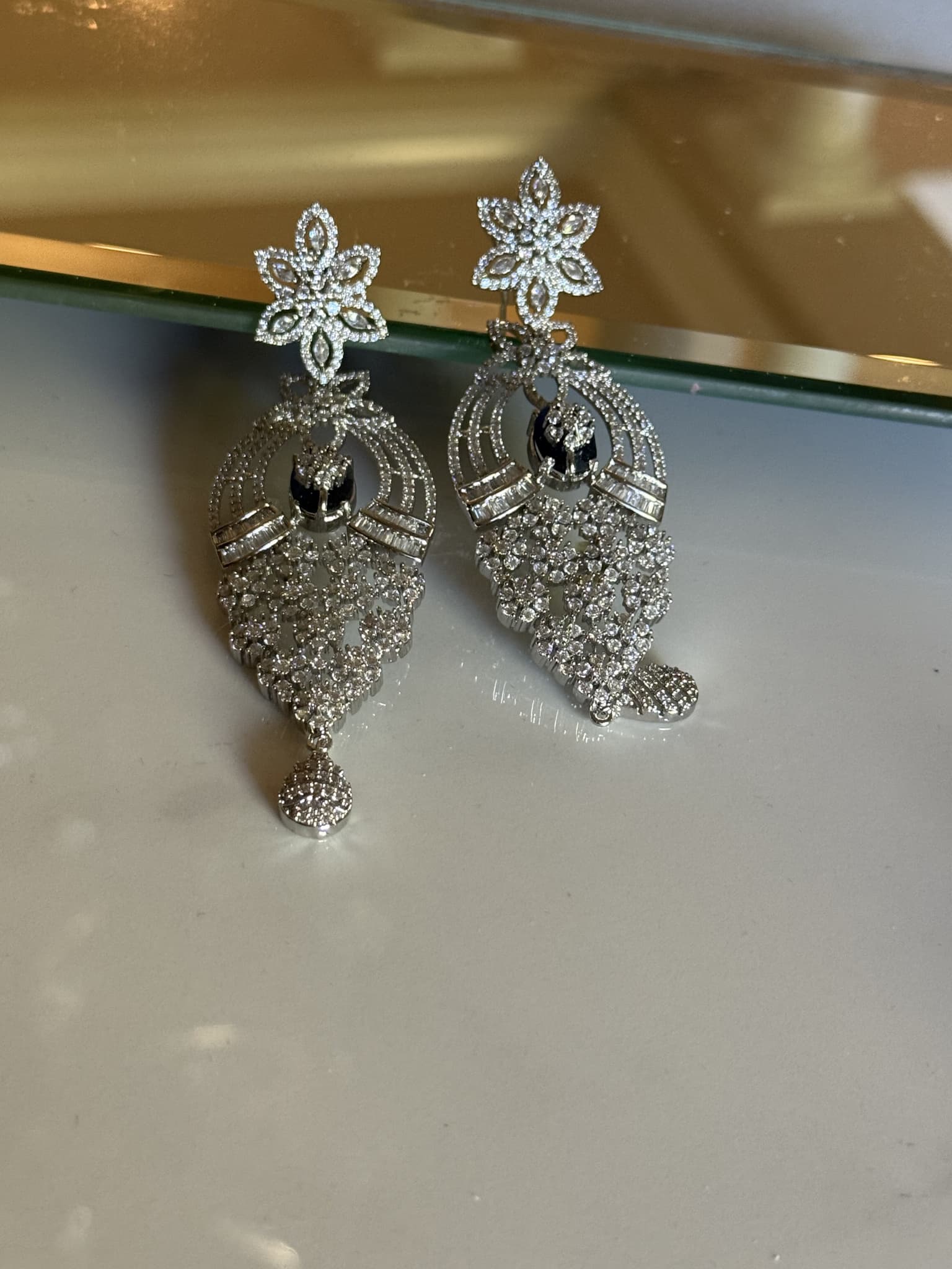 Diamond Floral Statement Earrings