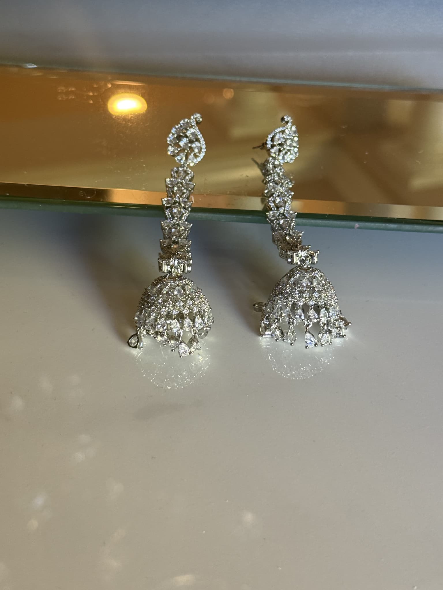 Diamond Floral Statement Earrings