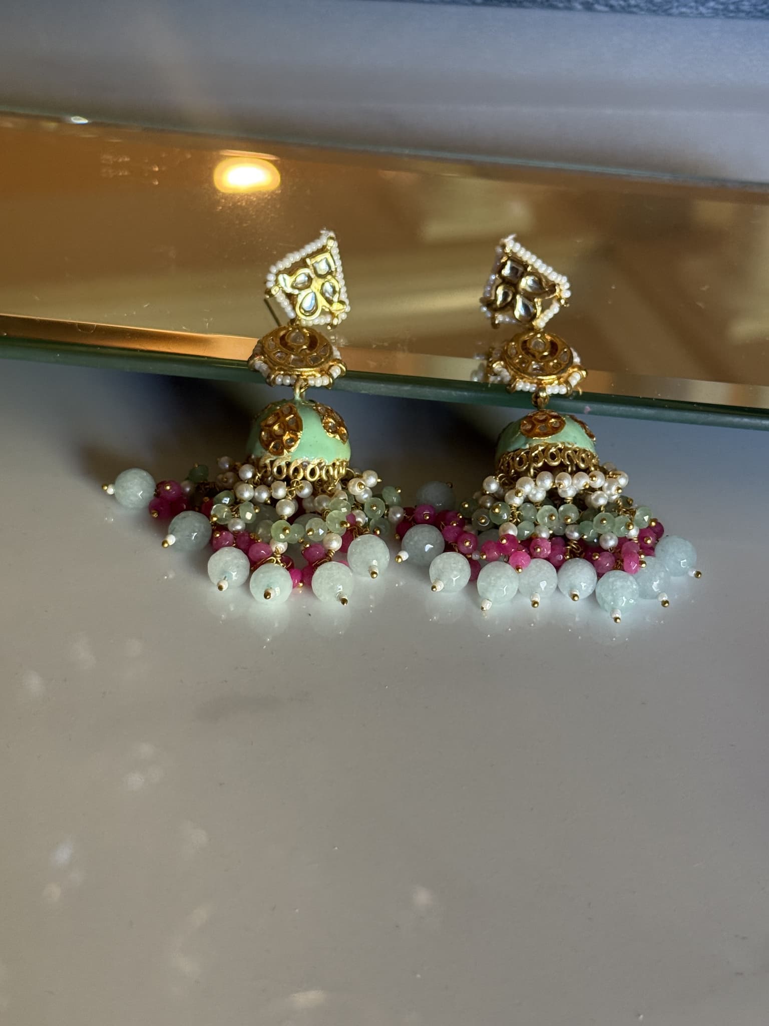 Kundan Multistone Jhumka Earrings