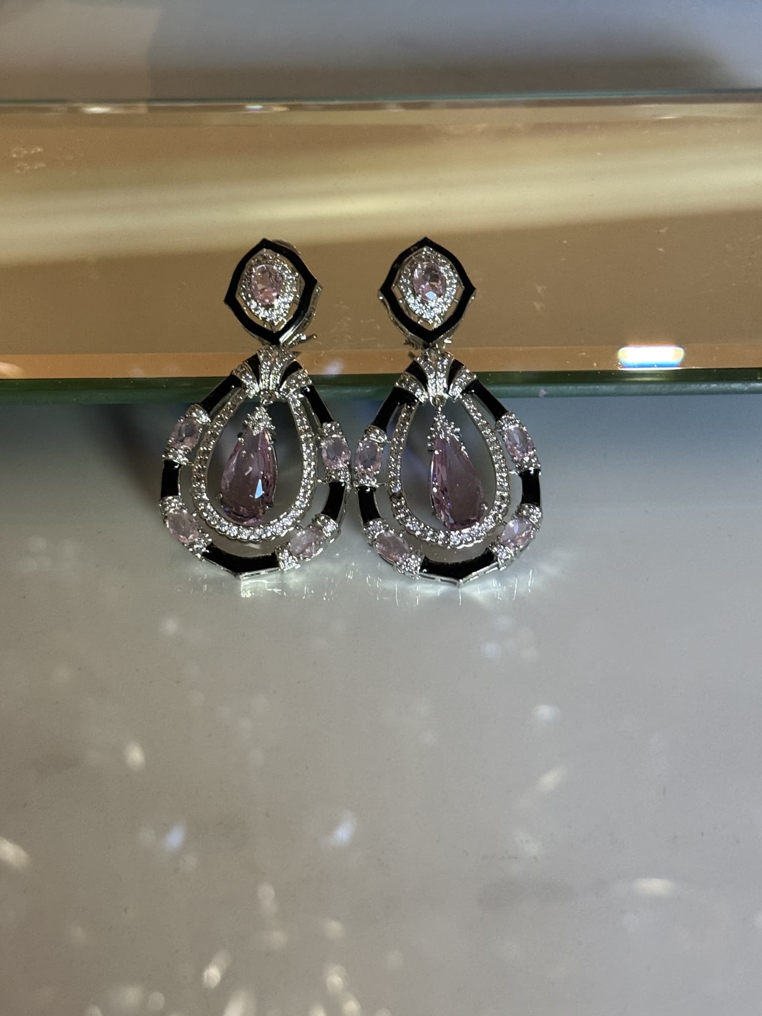 Pink Sapphire Drop Statement Earrings