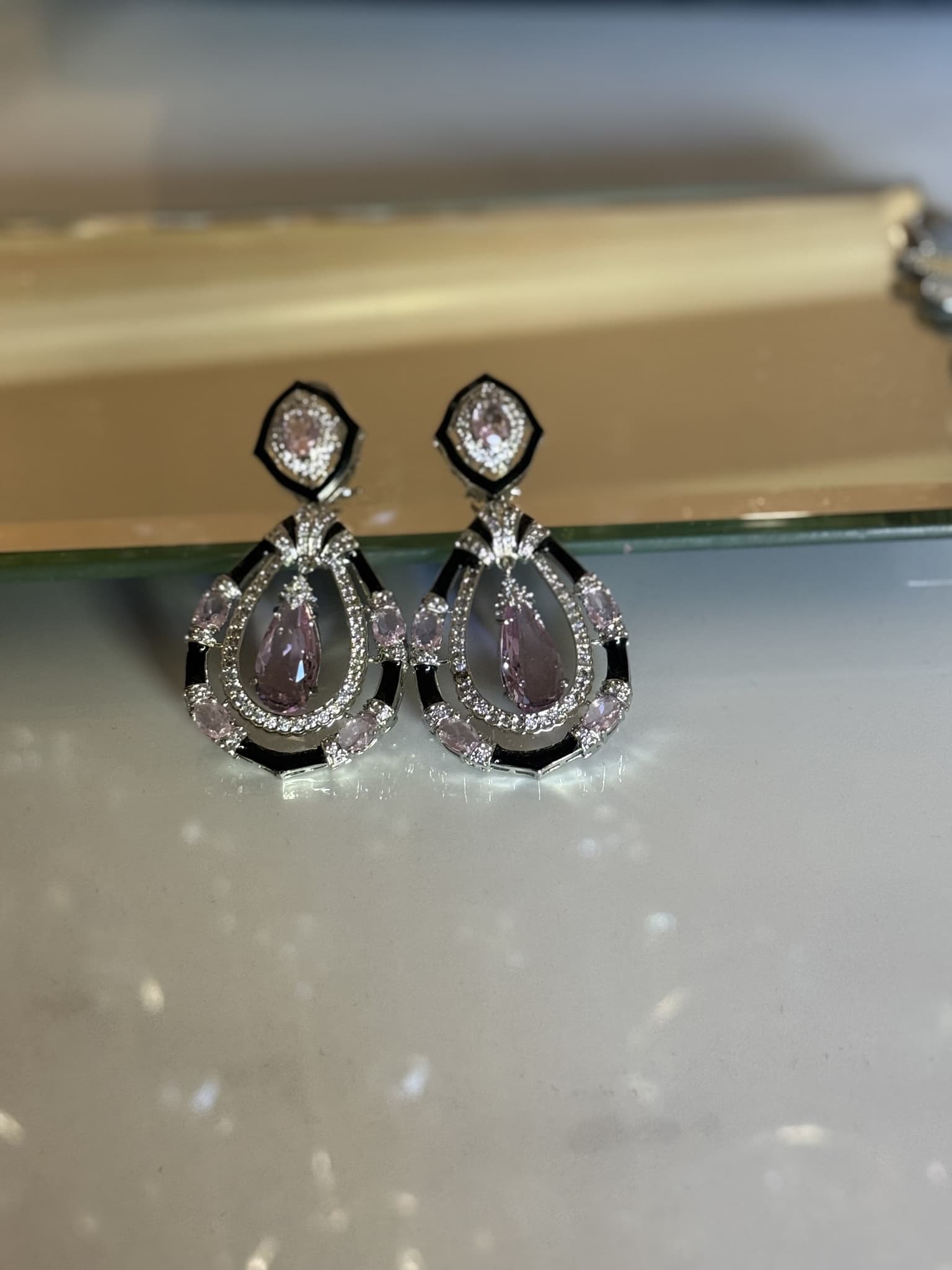 Pink Sapphire Drop Statement Earrings