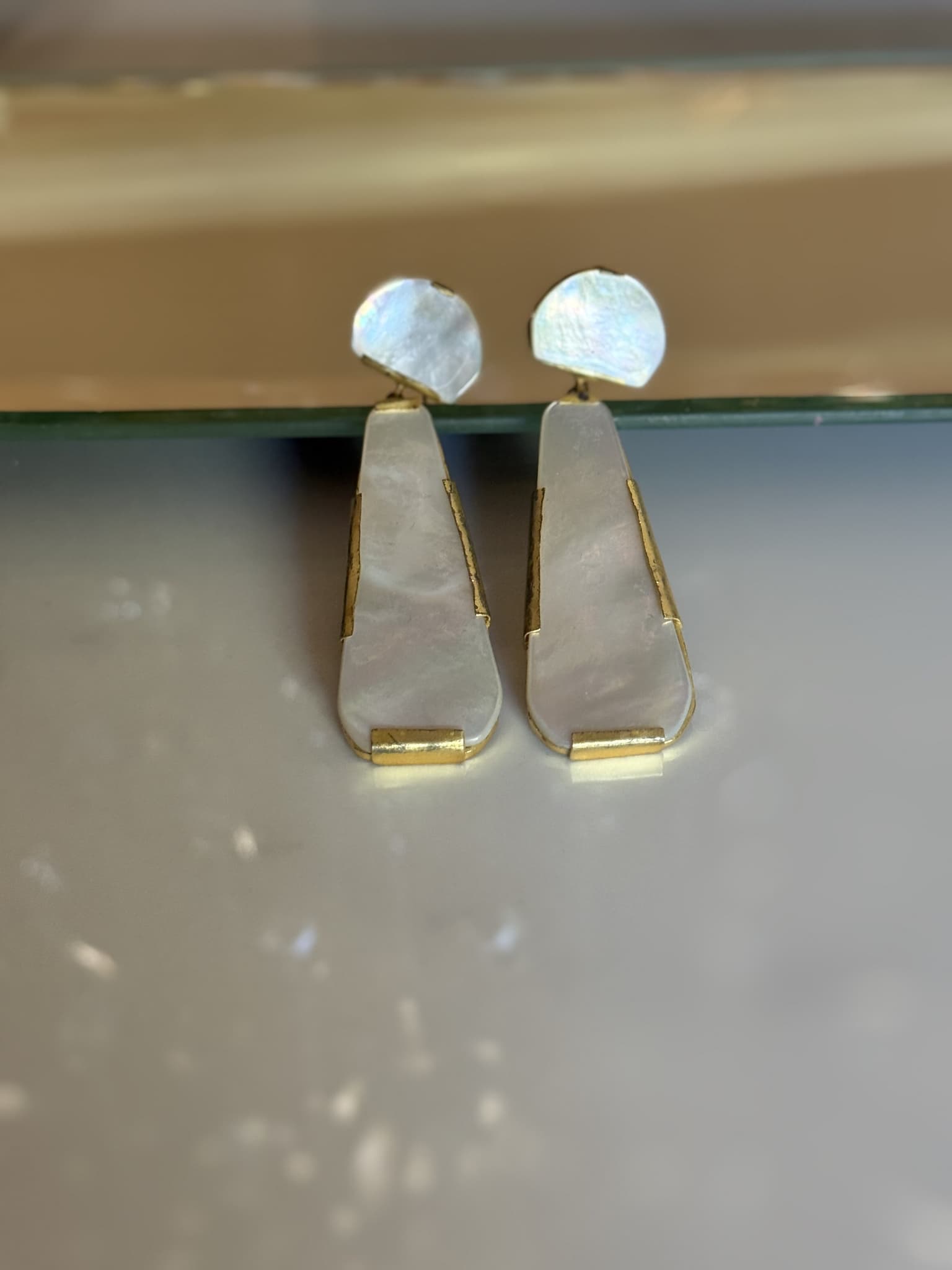 Mother of Pearl Geometric Drop Earrings