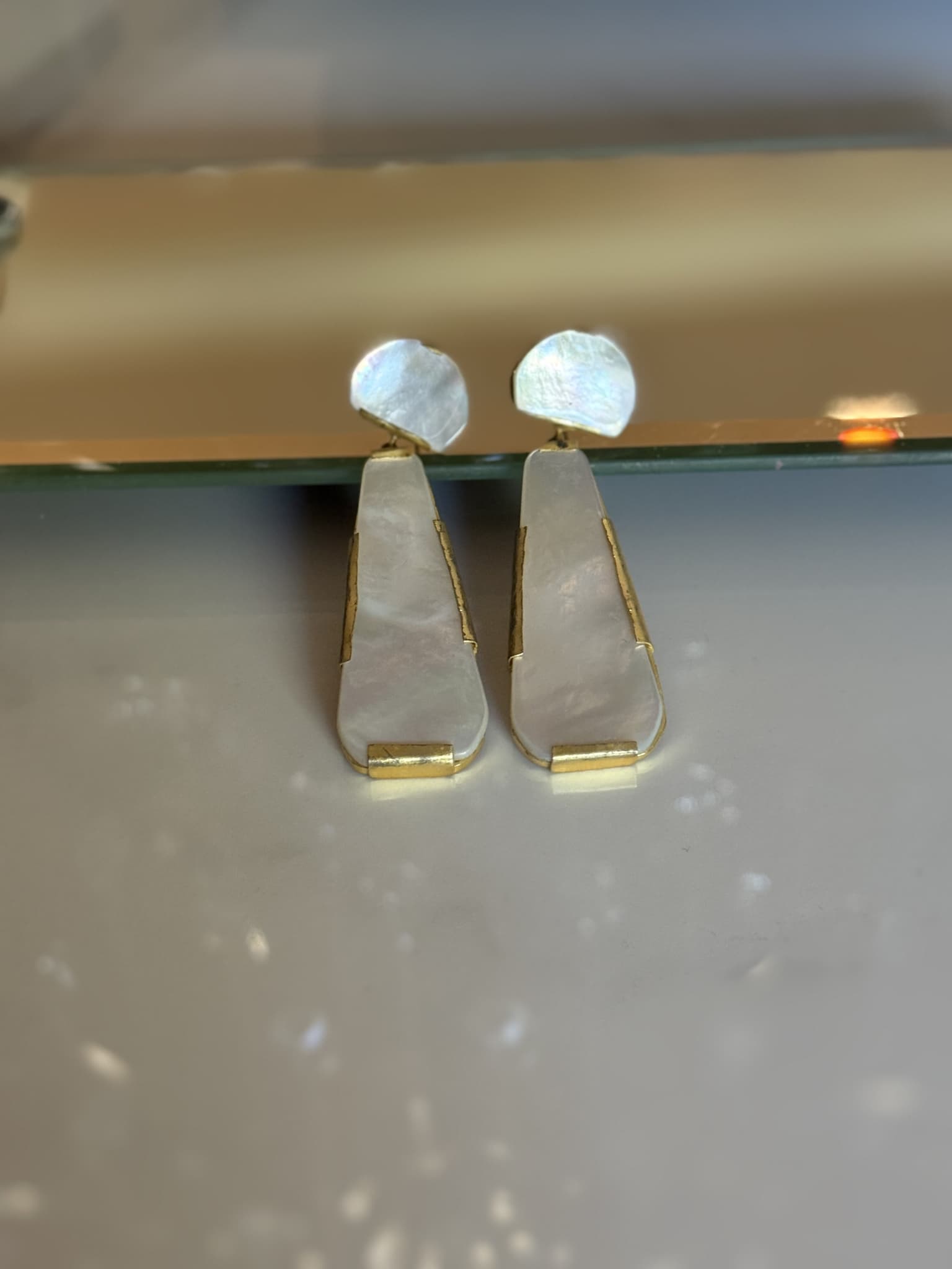 Mother of Pearl Geometric Drop Earrings