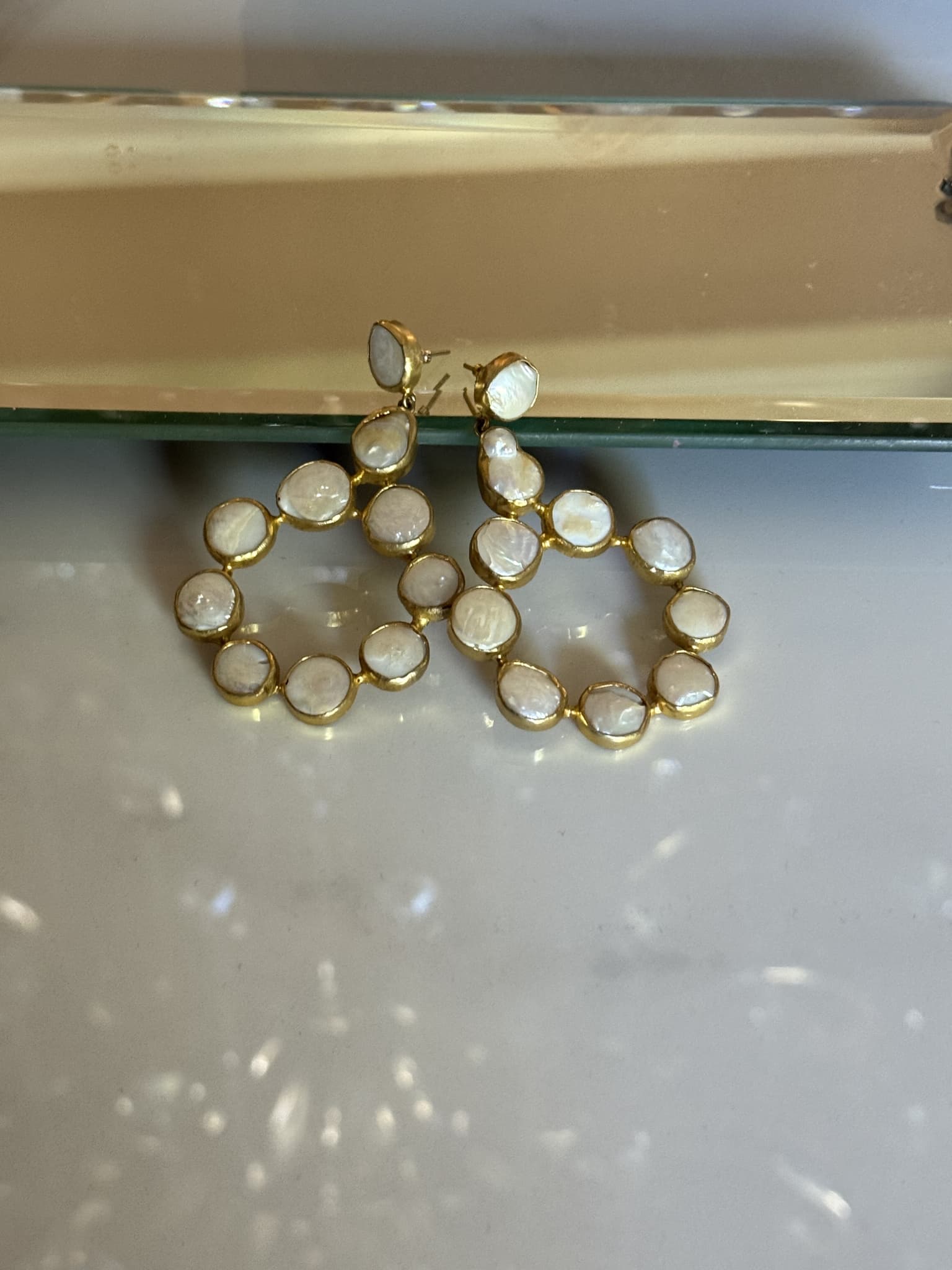 Freshwater Pearl Oval Hoop Earrings