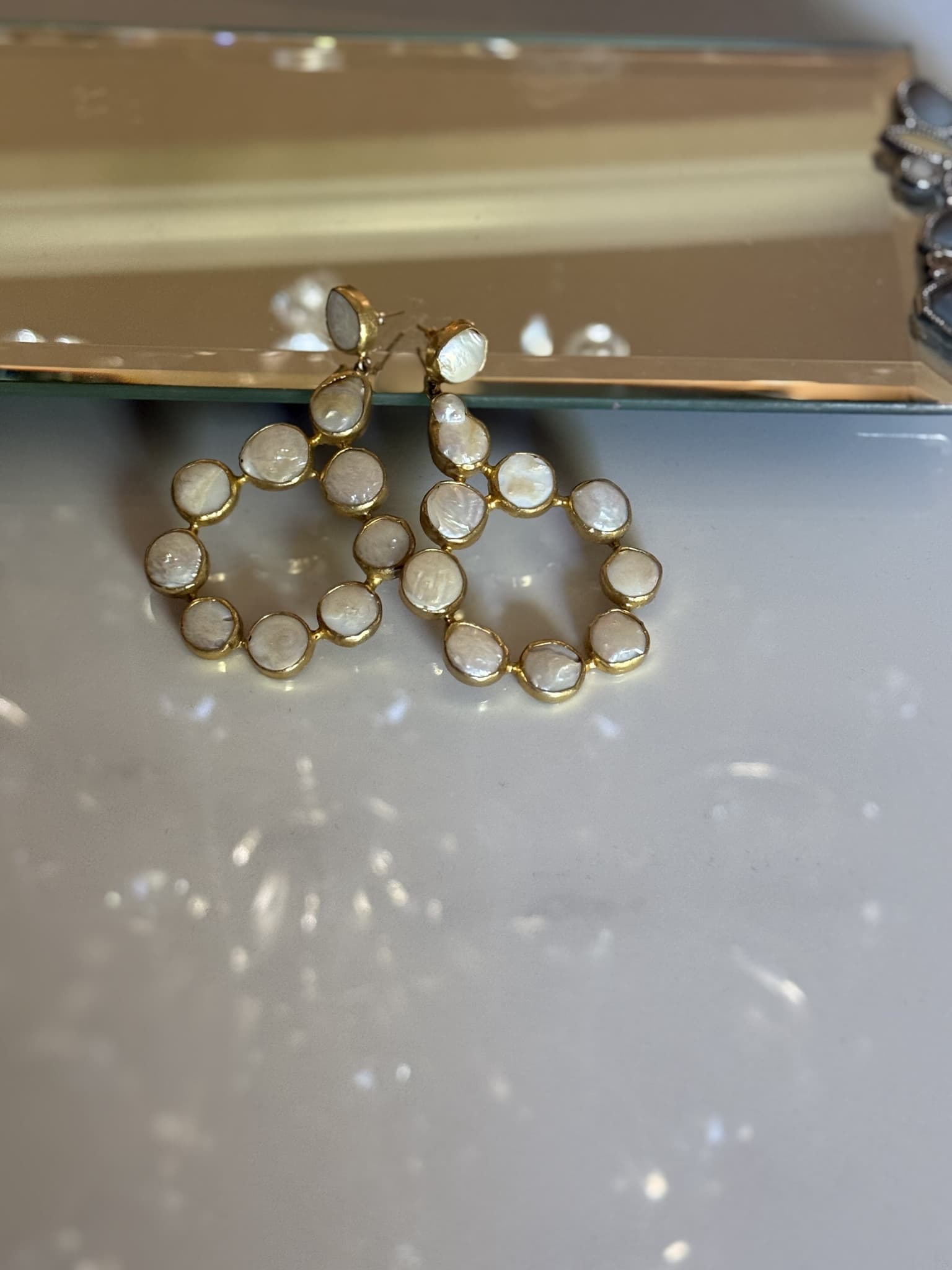 Freshwater Pearl Oval Hoop Earrings