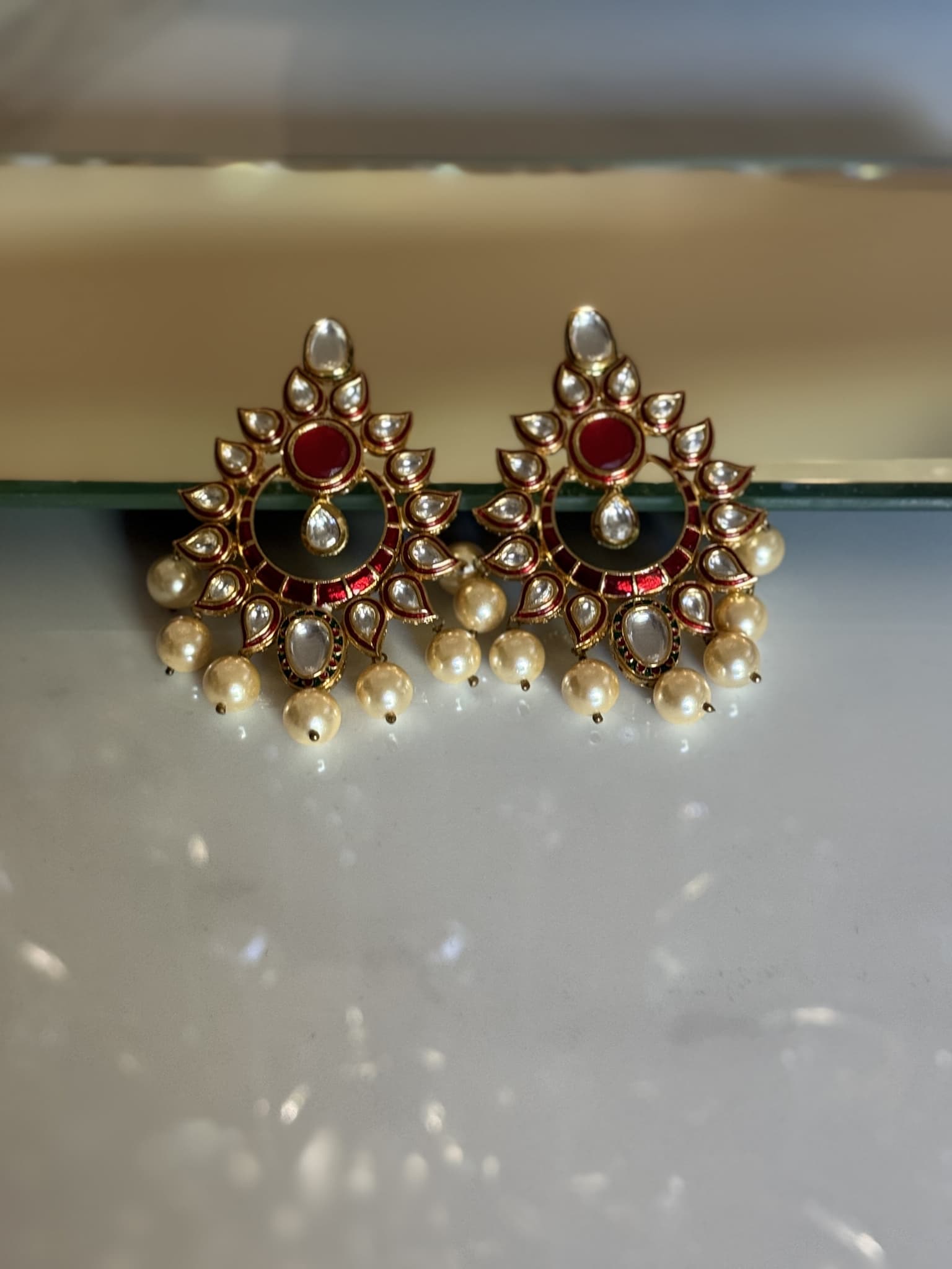 Kundan Fan Drop Earrings