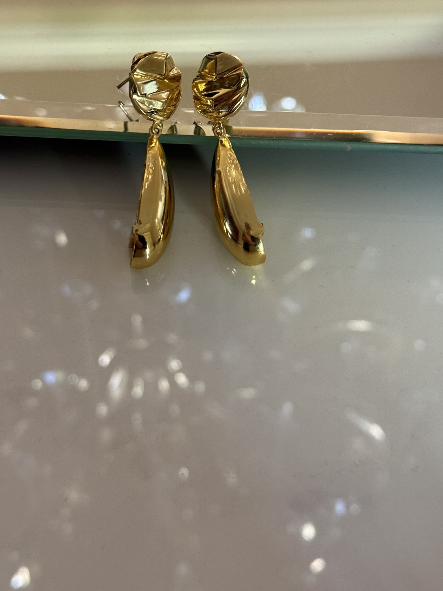 Contemporary Gold Droplet Earrings