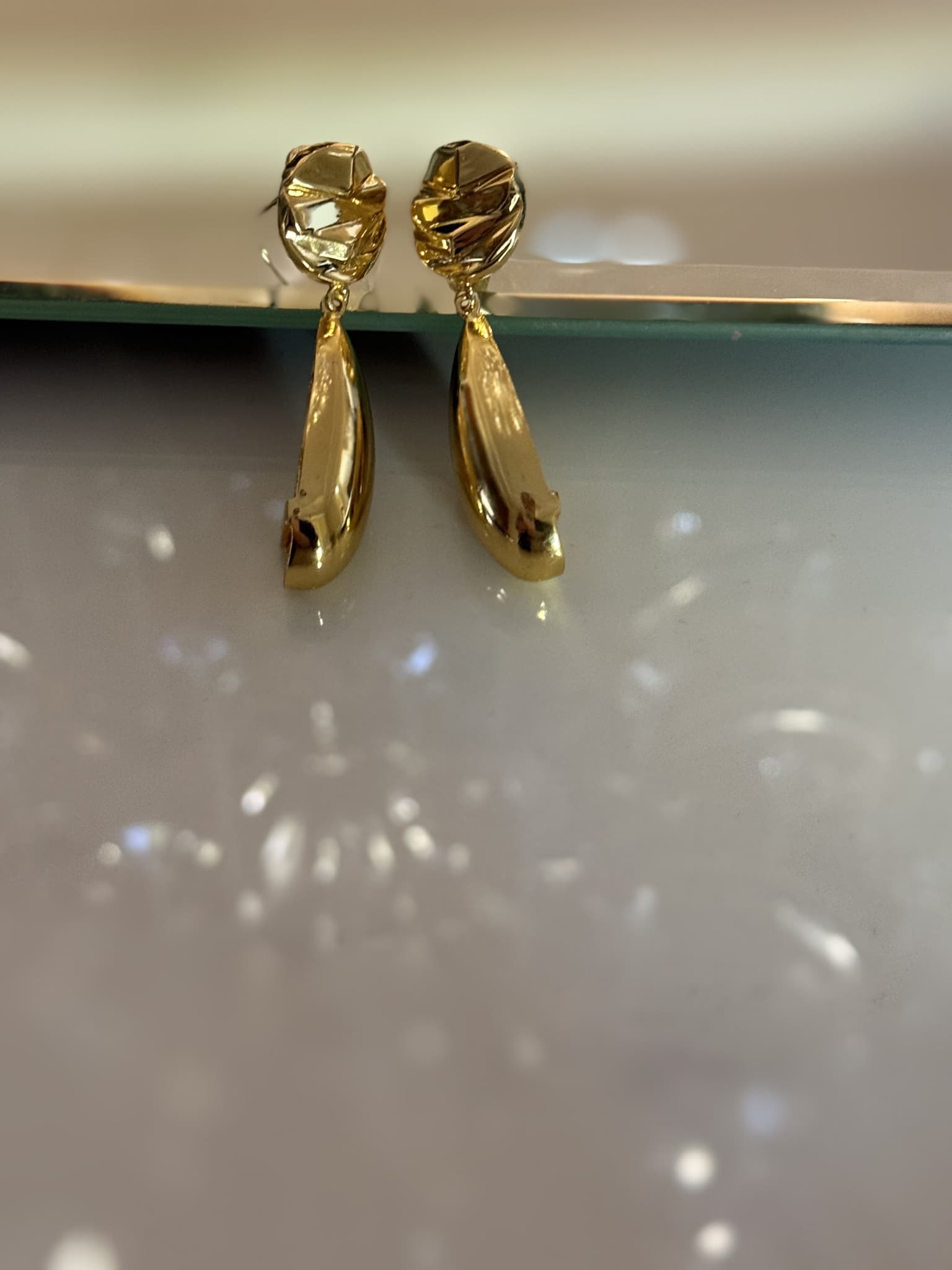 Contemporary Gold Droplet Earrings