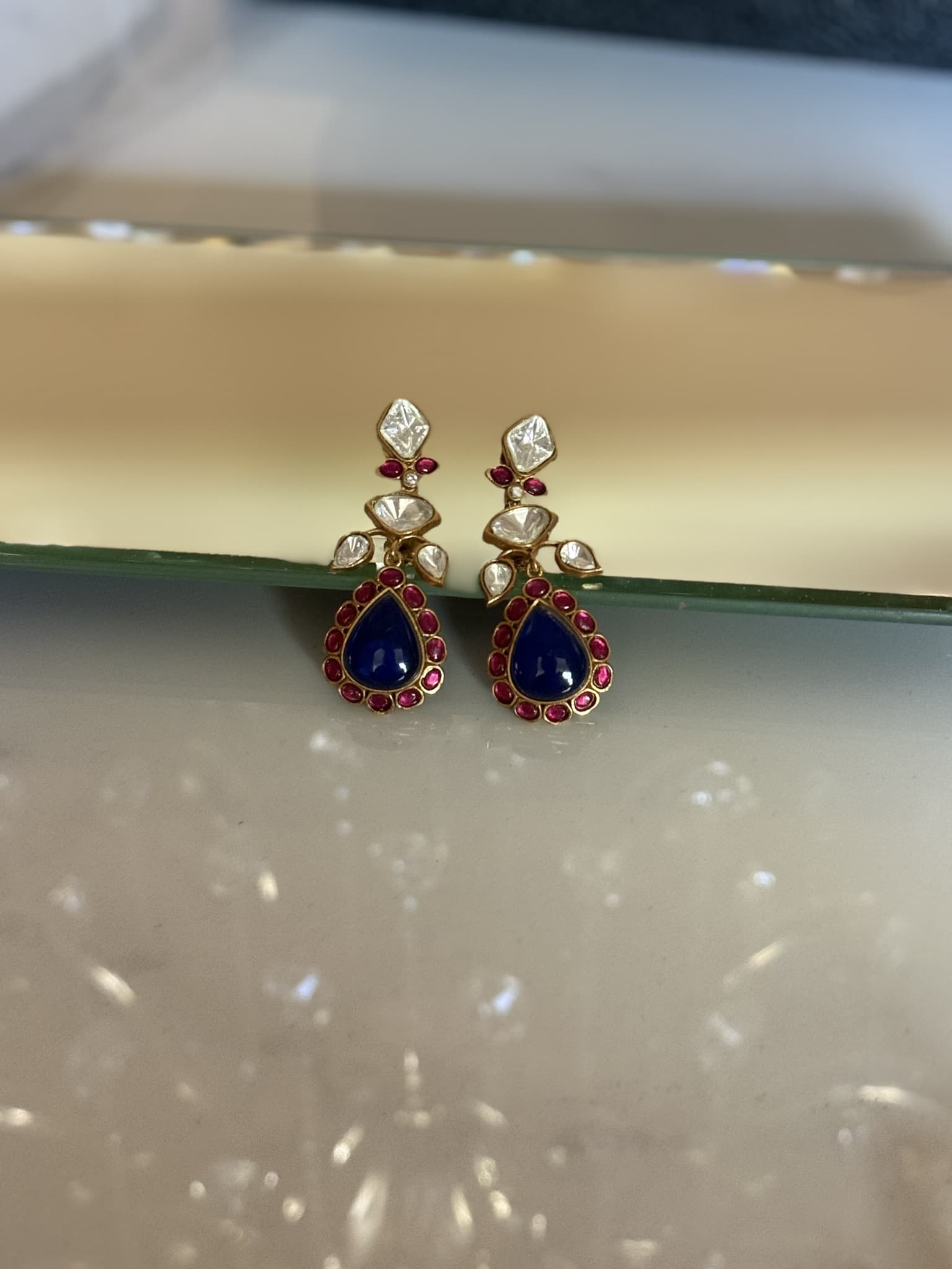Royal Sapphire Ruby Drop Earrings