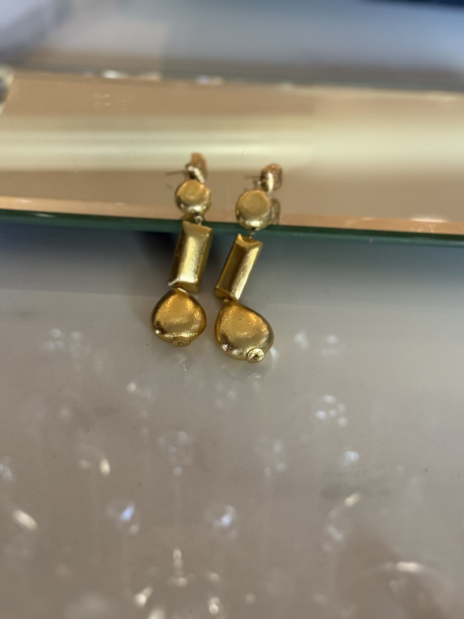 Brushed Gold Geo Drop Earrings